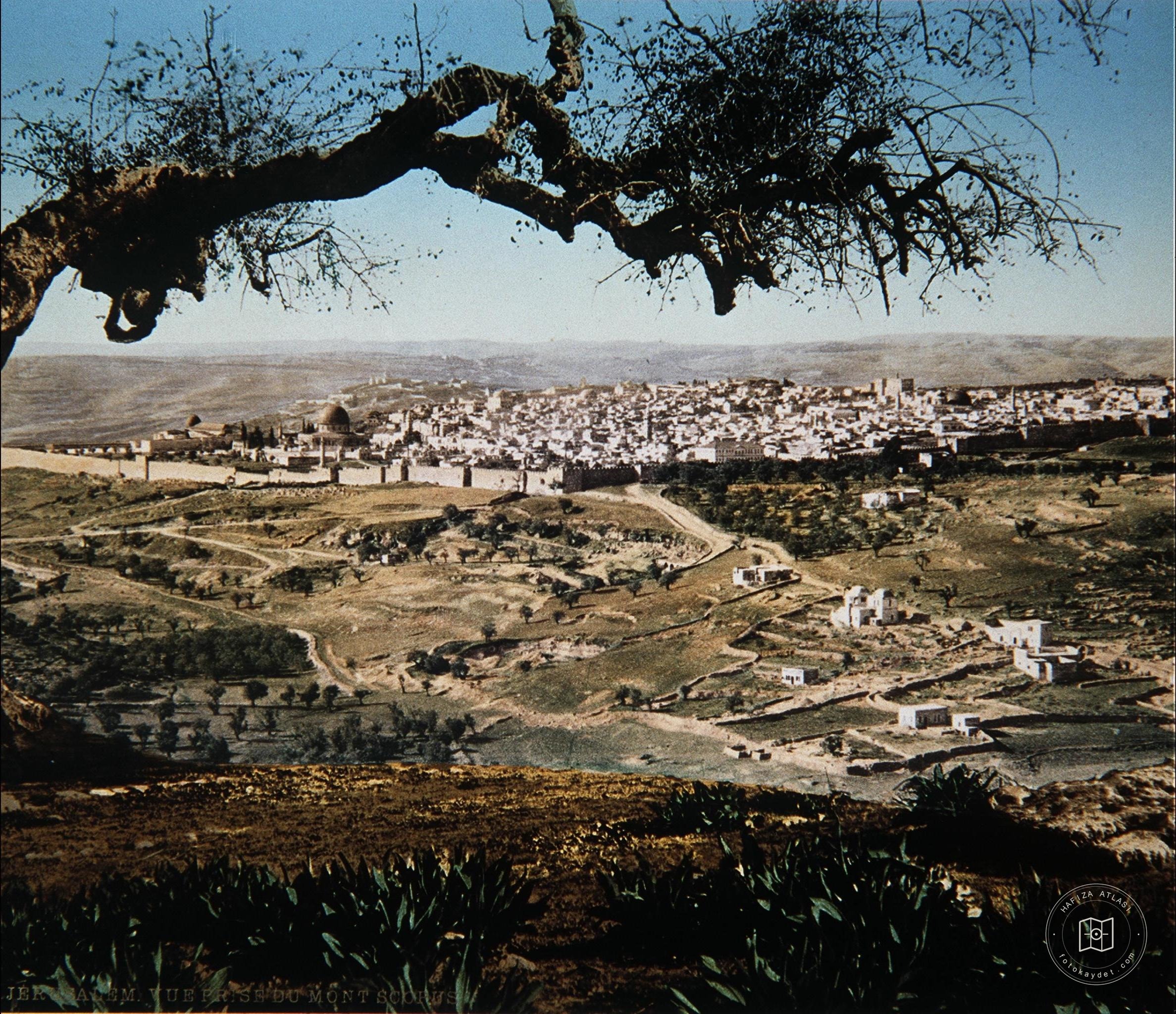 Panoramic color view of the old city of jerusalem
