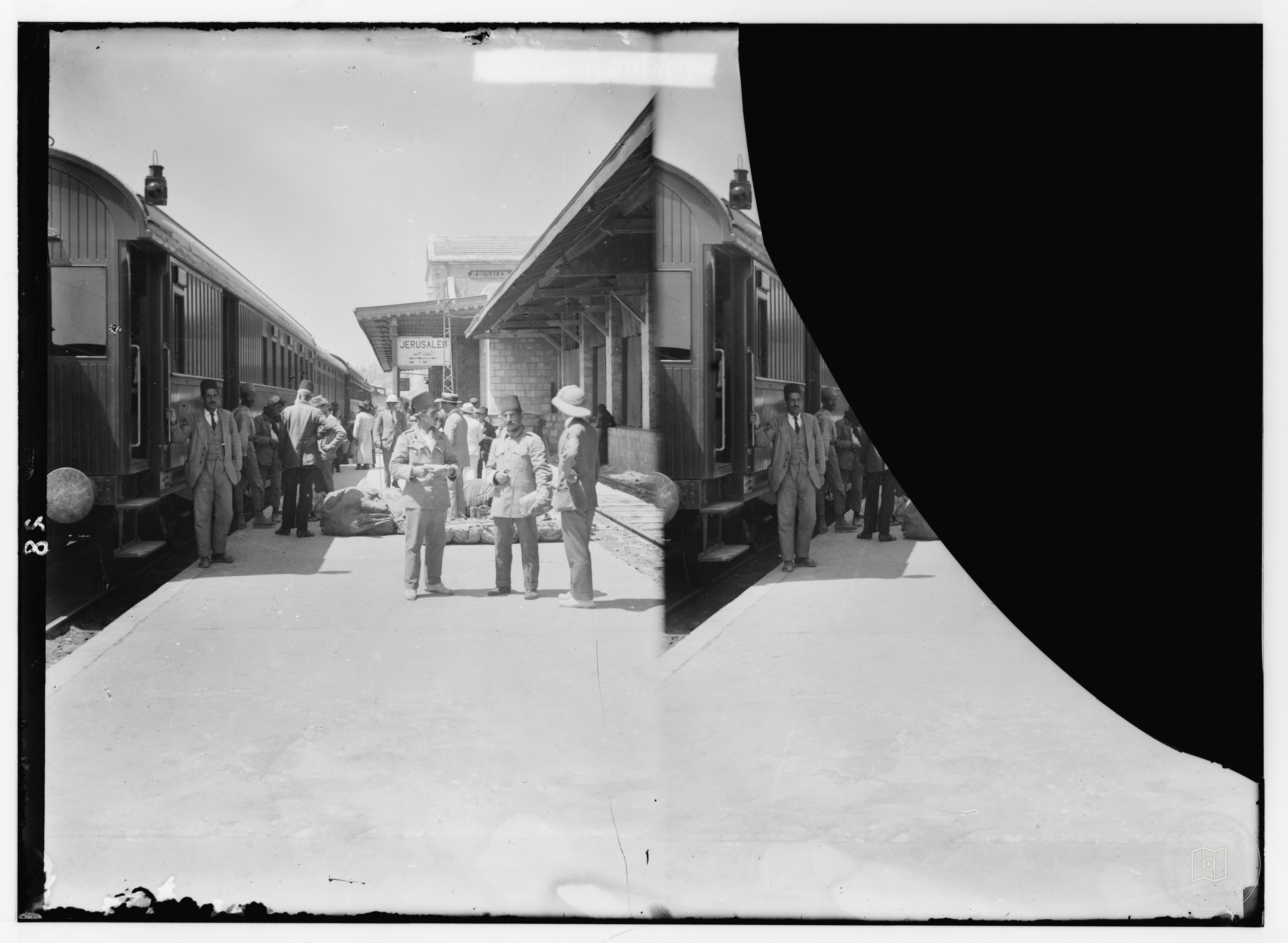 Jerusalem (El-Kouds), approach to the city. Railway station of Jerusalem