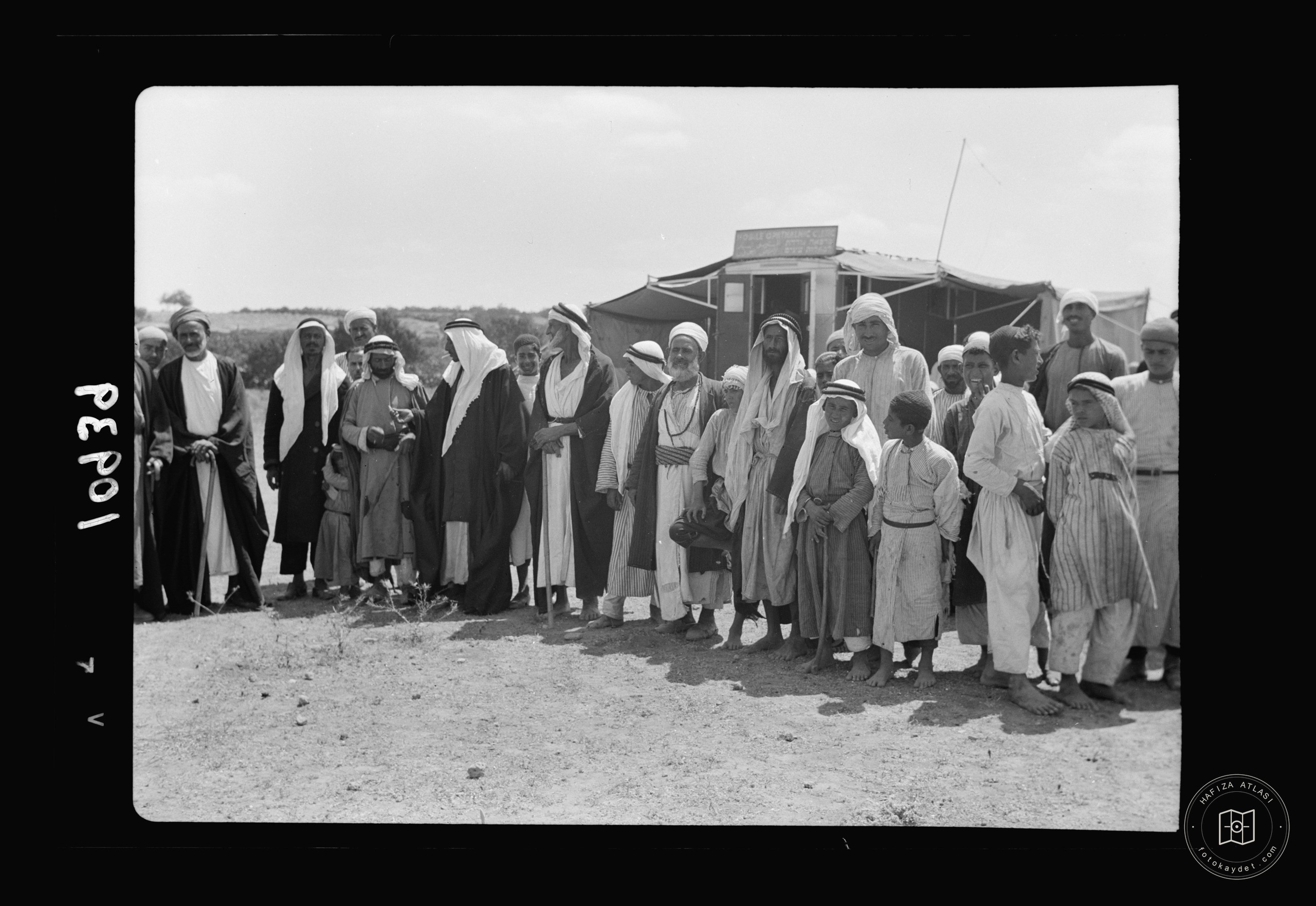 Villagers & Bedouins gathered for eye treatment — mobile eye clinic near Gaza