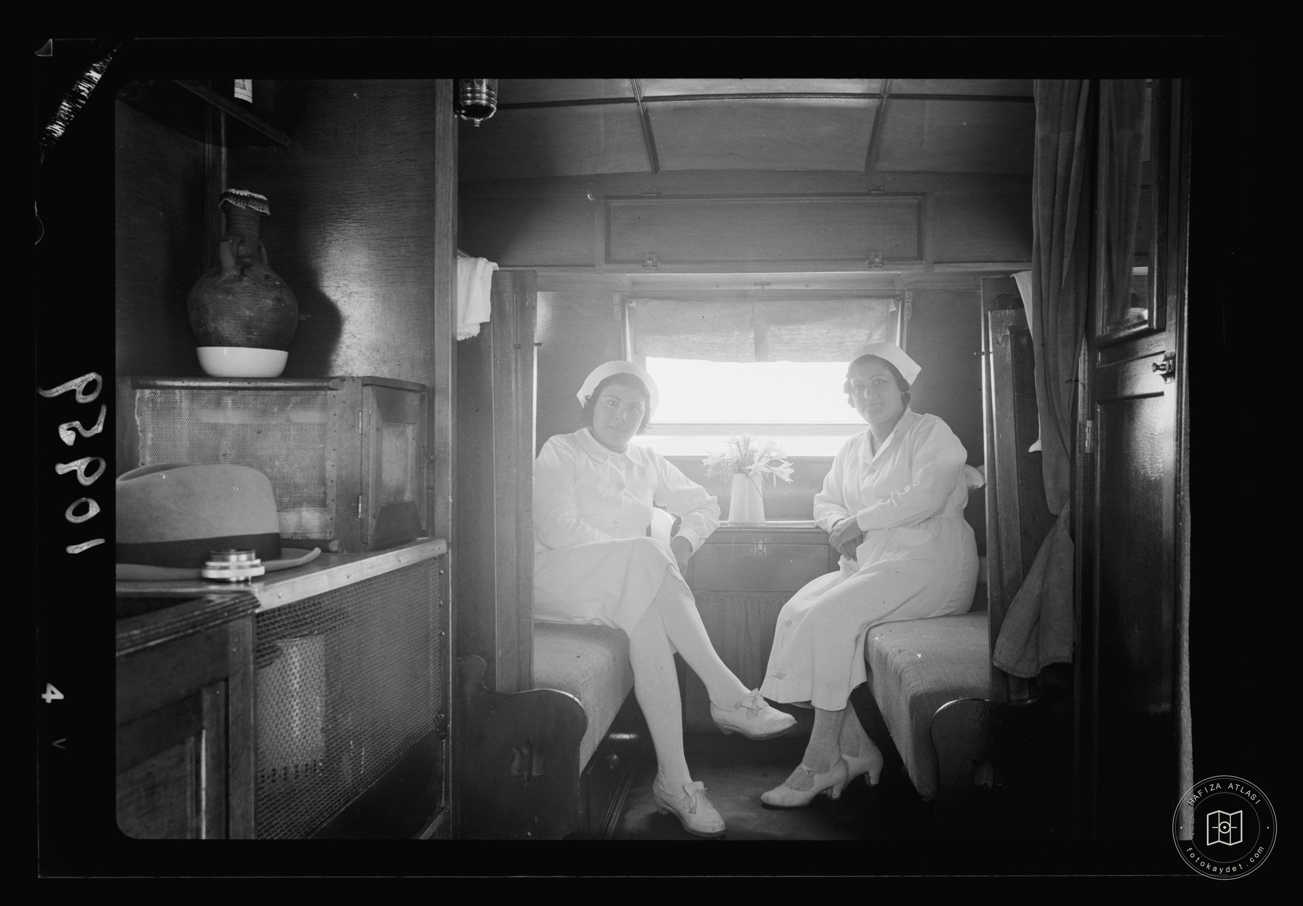 Nurses inside the mobile clinic trailer near Gaza