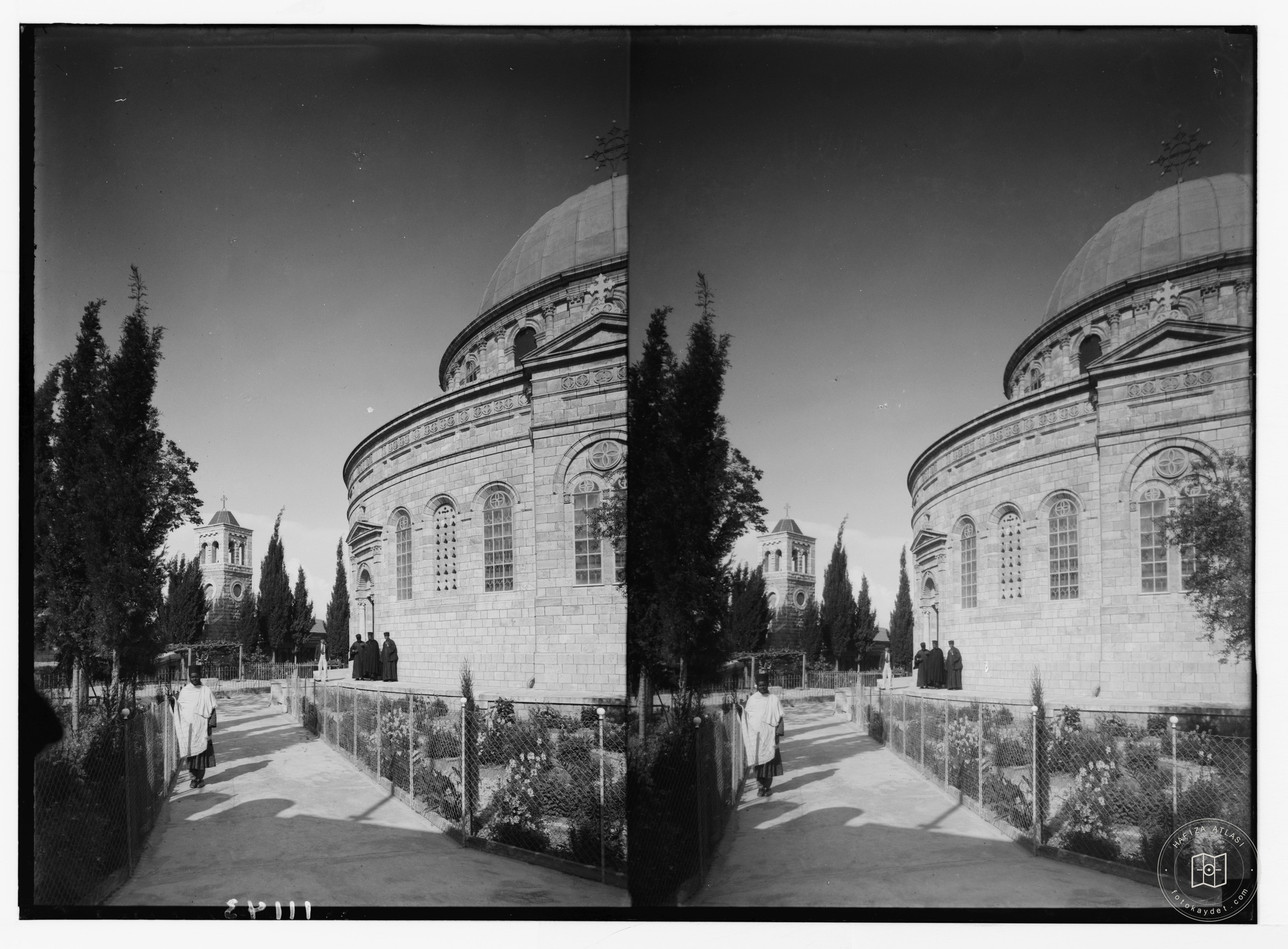 Ethiopian Abyssinian churches in Jerusalem showing garden & roadway