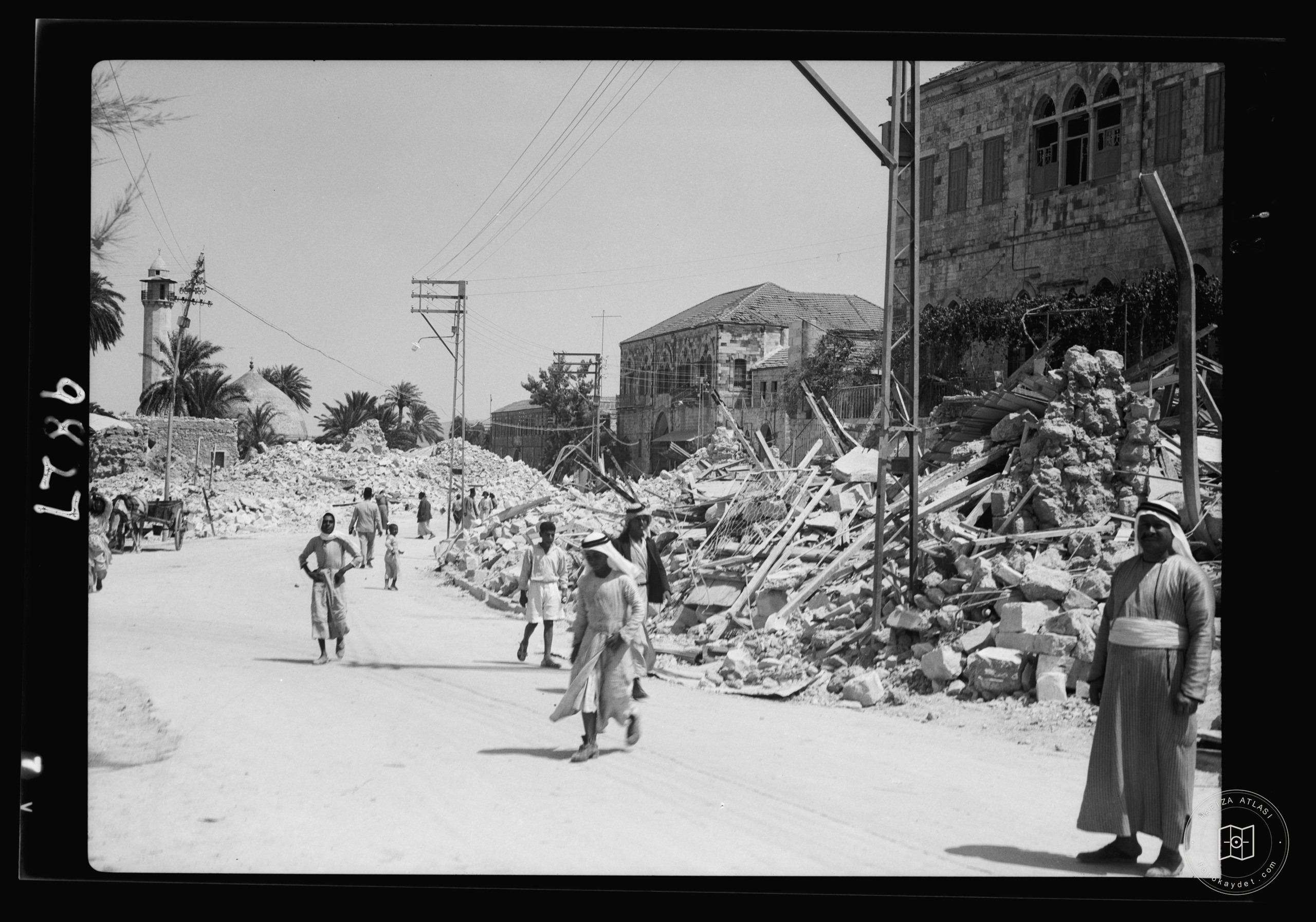 Jenin, Sept. 3, 1938. Heaps of debris in centre of Jenin