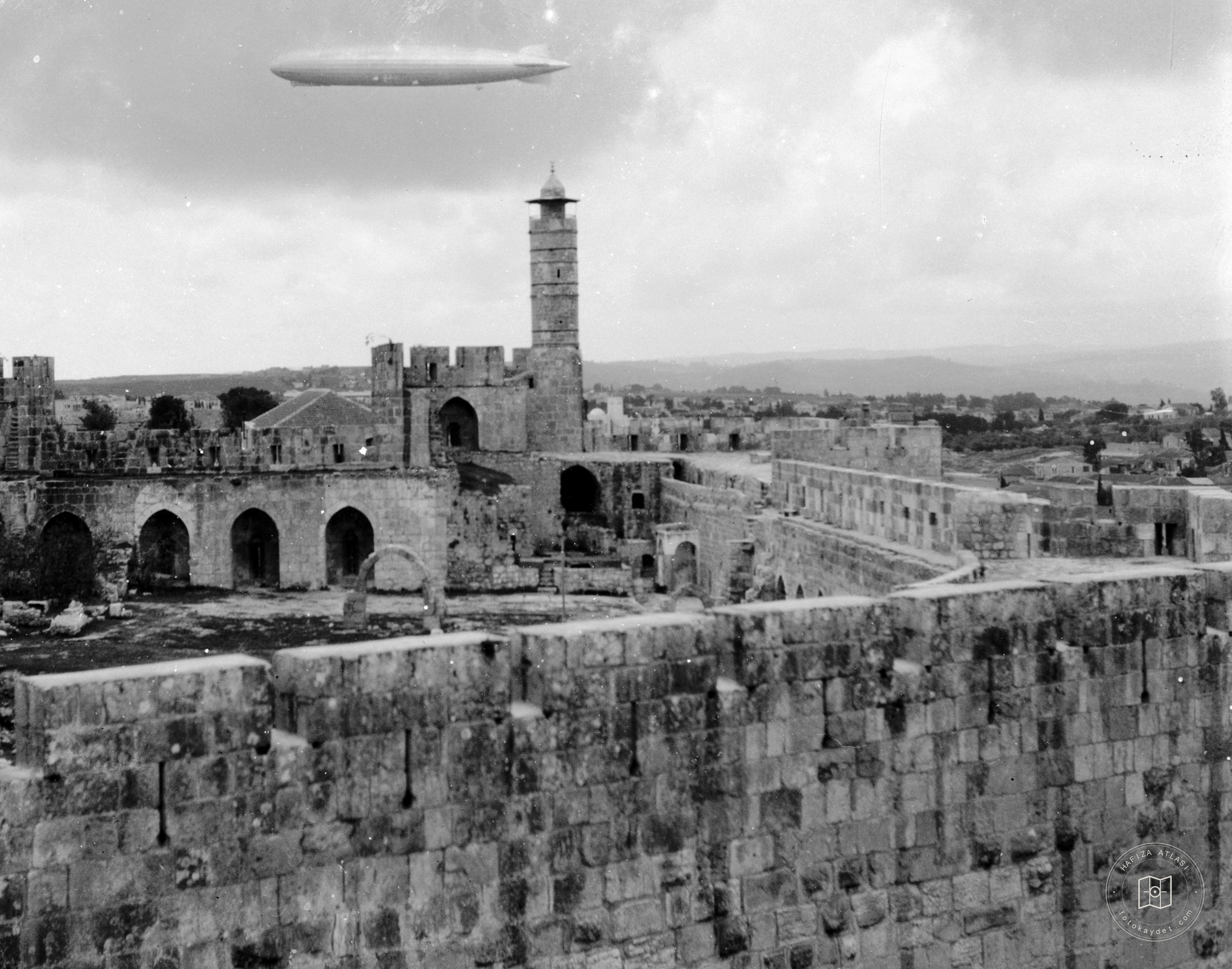 Graf Zeppelin above the Tower of David, Jerusalem
