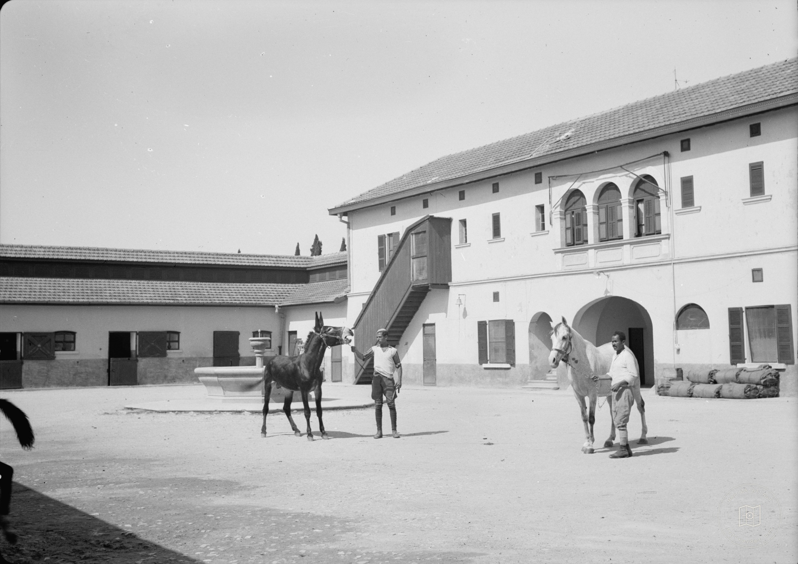 Government Stud Farm, Acre. A courtyard of horse stables
