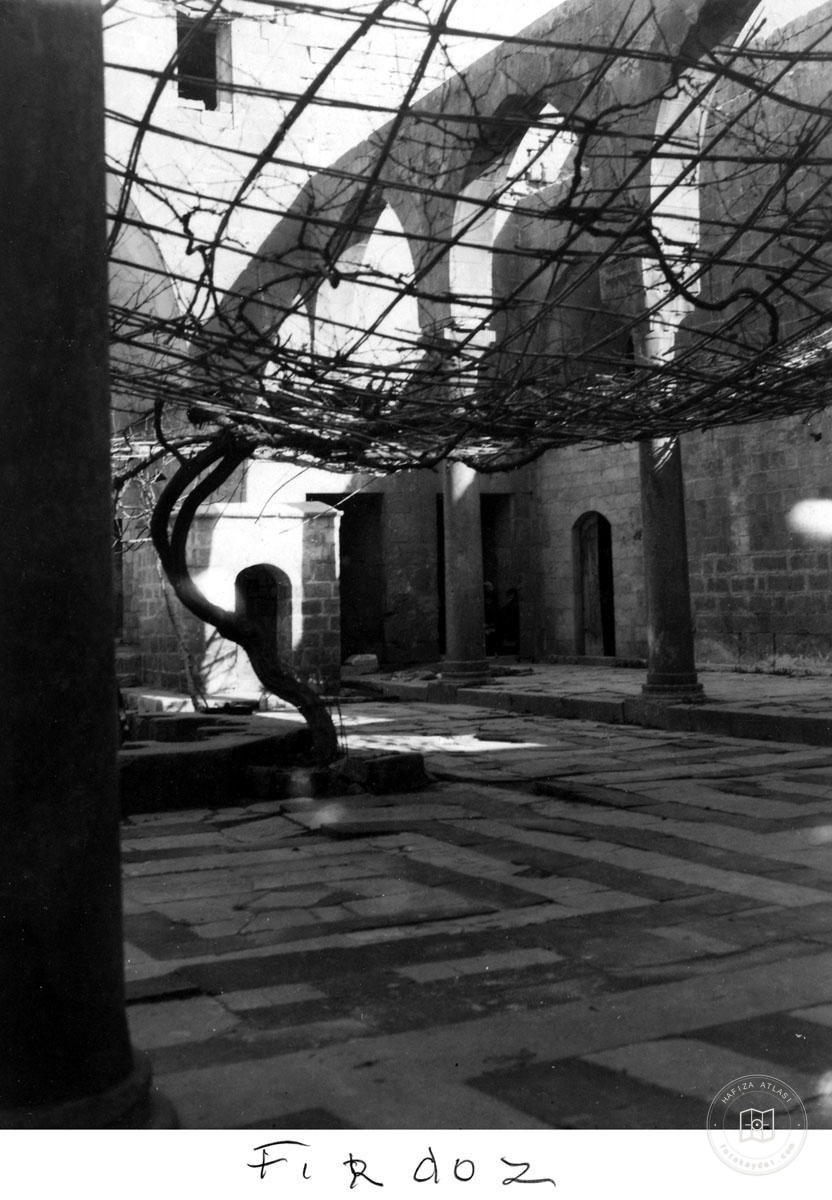 Aleppo — Firdaws Madrasa — scaffolding in the courtyard