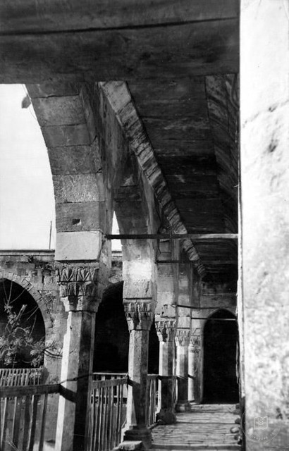 Aleppo — Wazir Caravanserai — courtyard balcony and arches