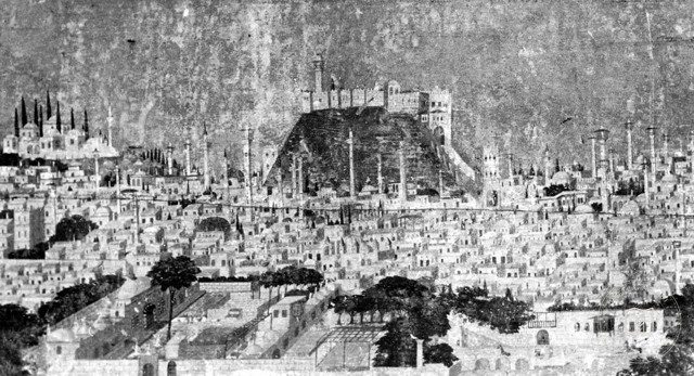 Aleppo — Citadel and surrounding buildings