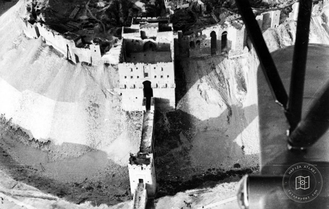 Aleppo — Aerial view of the citadel entrance