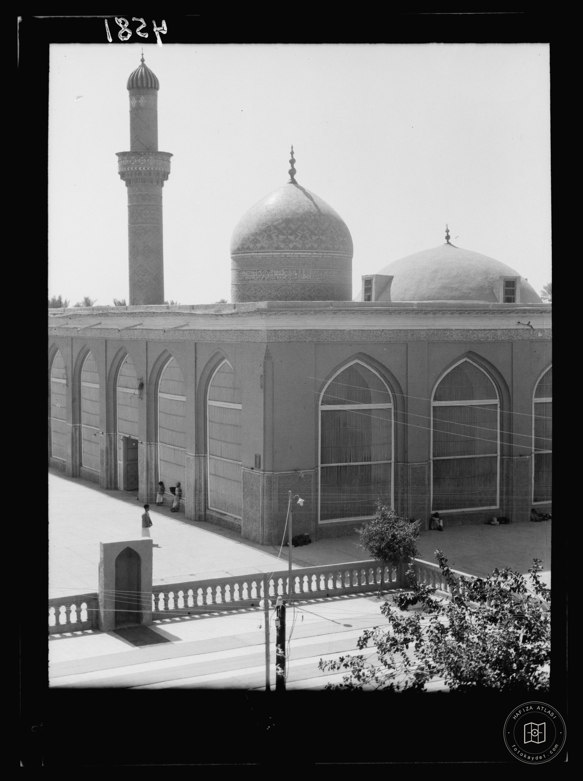 Baghdad. Modern mosque and school. Covered with the typical blue tiles