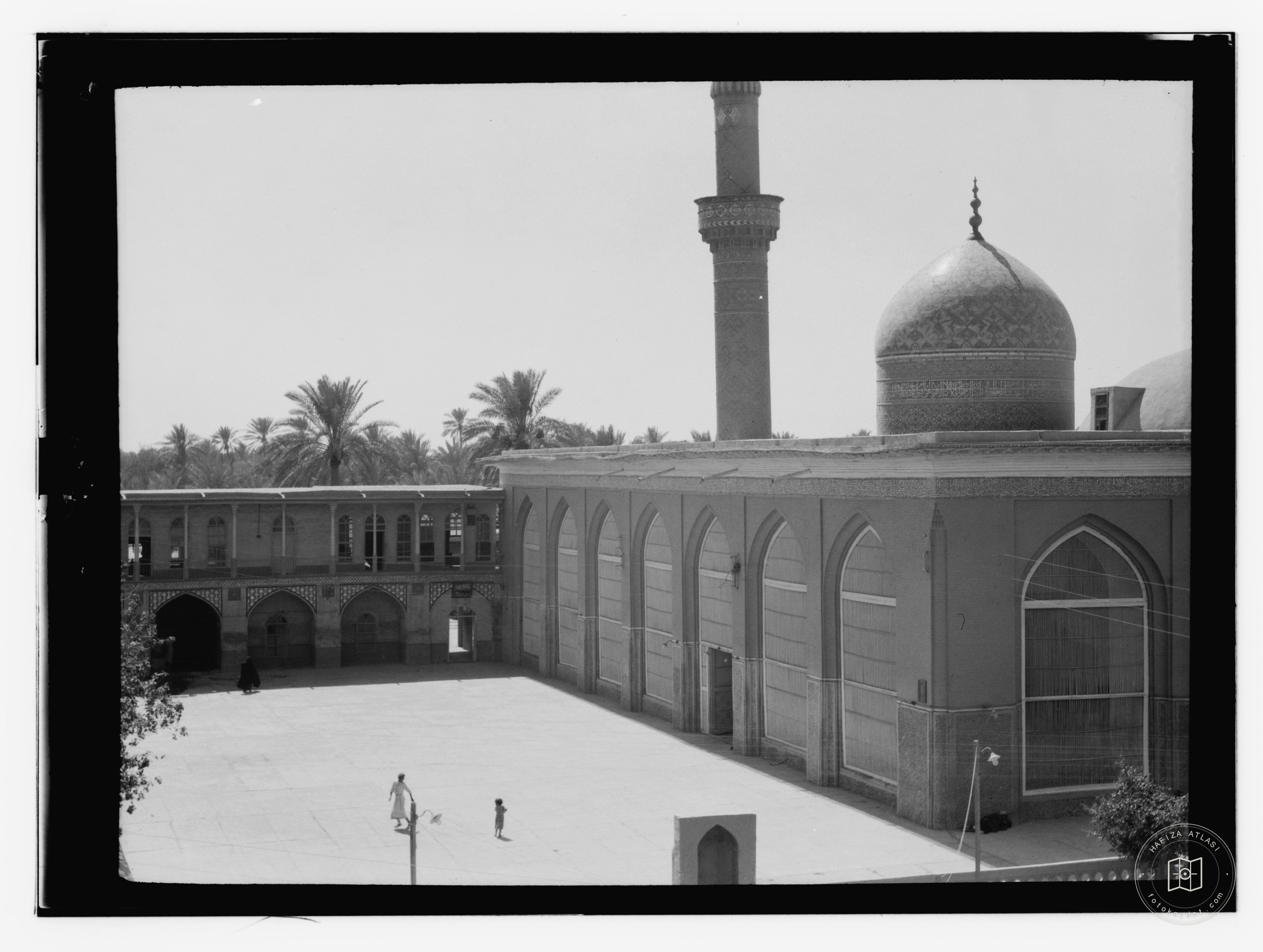 Baghdad. Modern mosque and school. Covered with the typical blue tiles