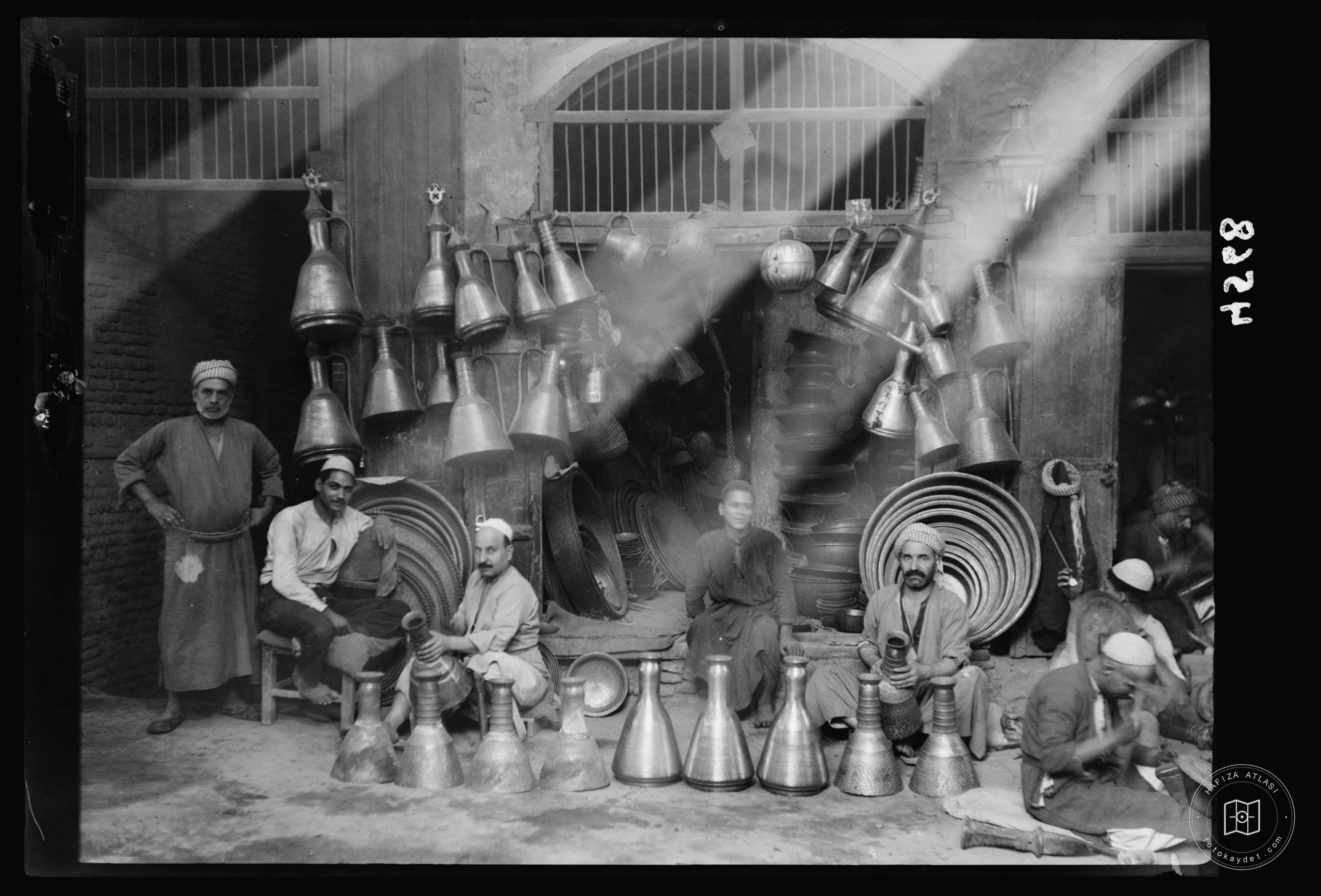 Baghdad. Typical copper store with jugs and trays