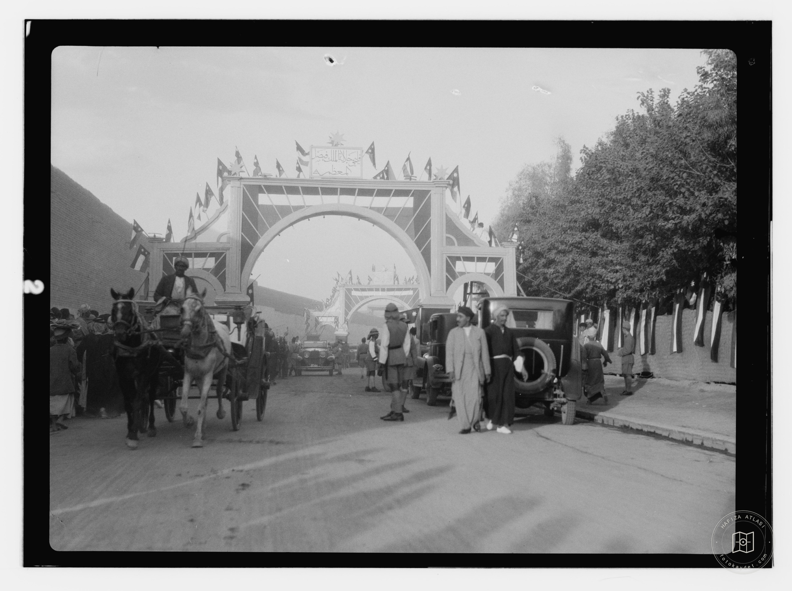 gateway with flags & parade