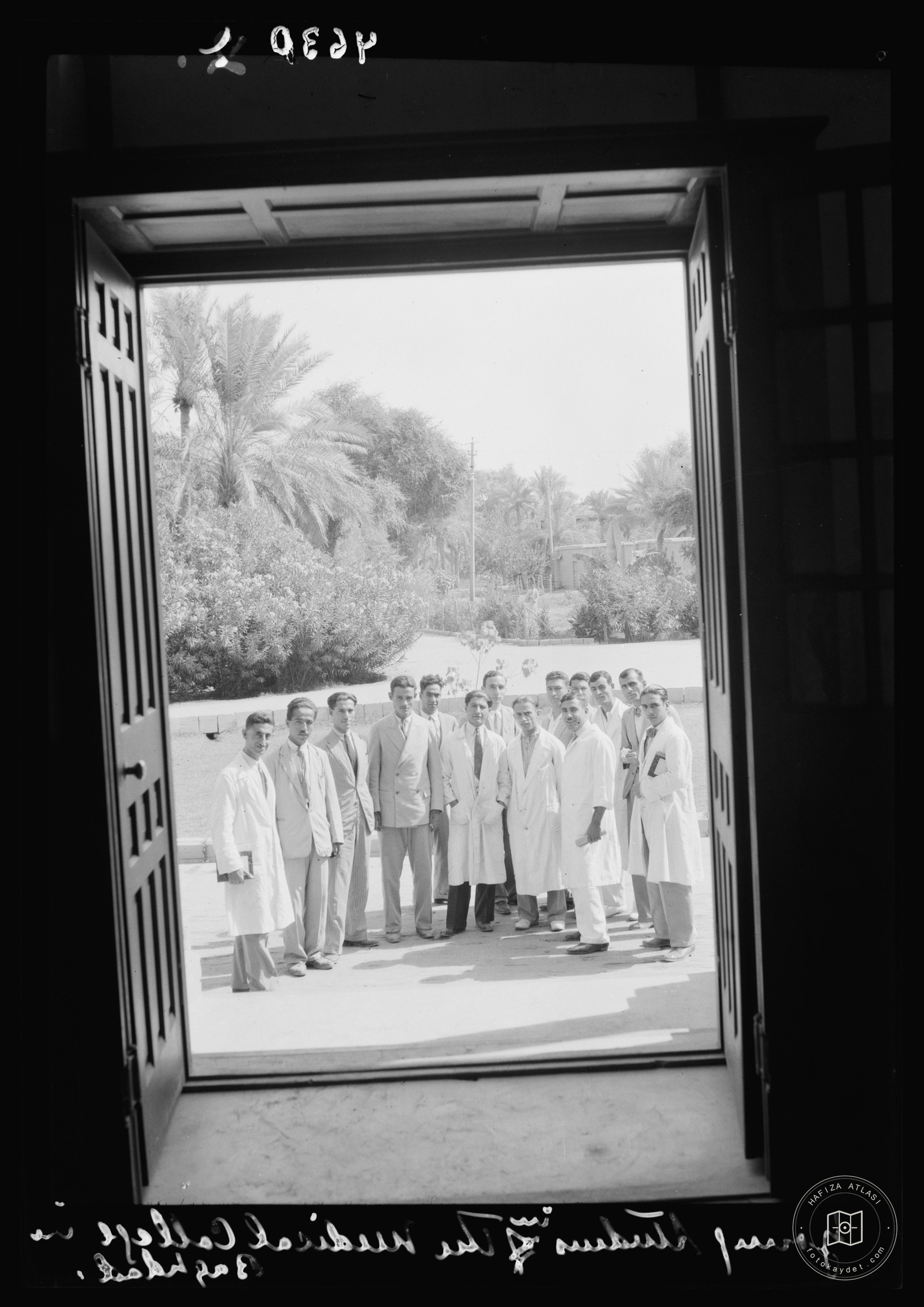 Royal College of Medicine of Iraq. Baghdad. Medical College. Group of students. Outside the entrance, on the campus