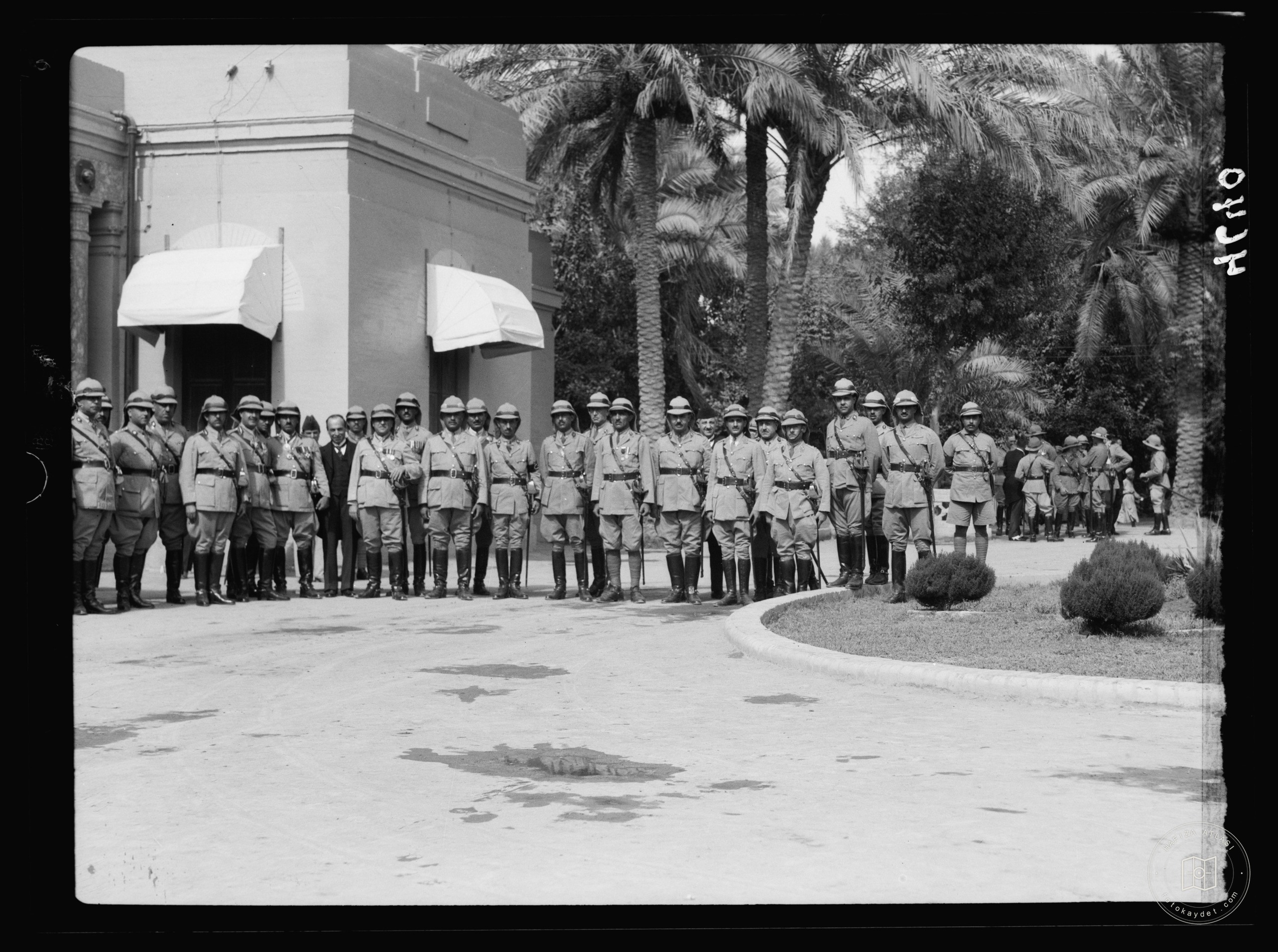 Celebration of Iraq becoming member of the League of Nations, Oct. 6, 1932. Baghdad. Group of Iraqian Iraqi army officers. At the Royal Palace