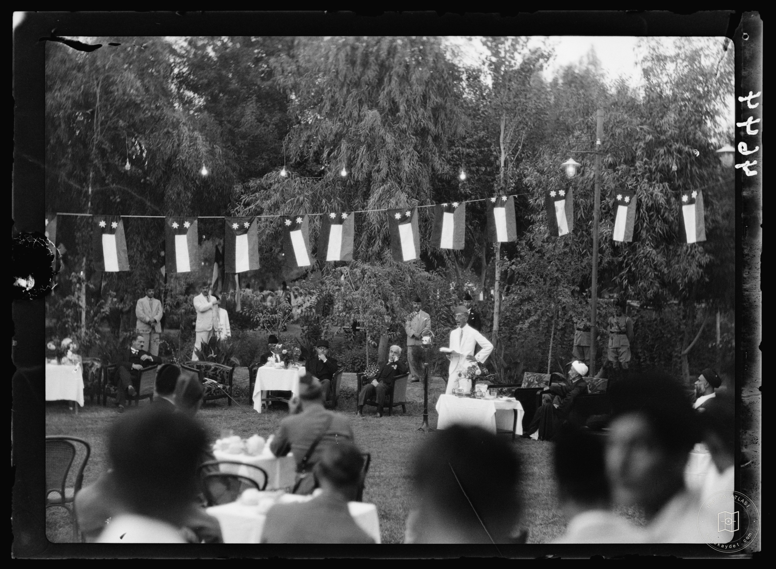 Celebration of Iraq becoming member of the League of Nations, Oct. 6, 1932. Baghdad. H.M. King Feisal. Speaking at the reception in the public garden