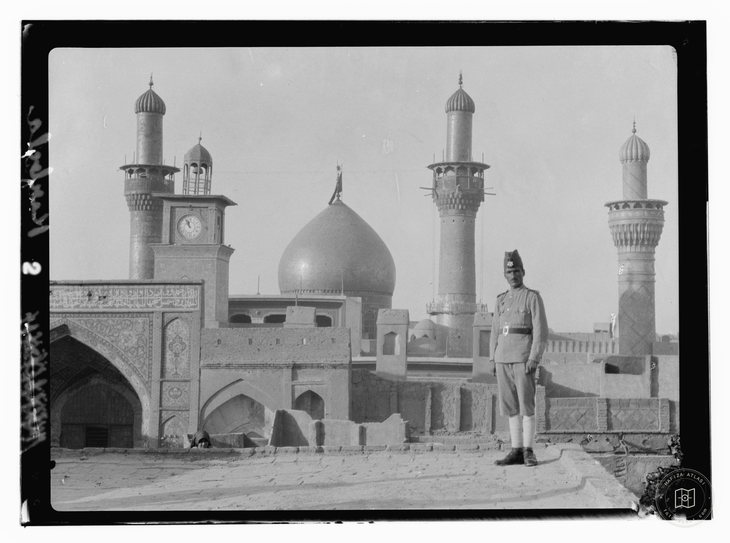 Kerbela. The great mosque with dome and minarets overlaid with gold