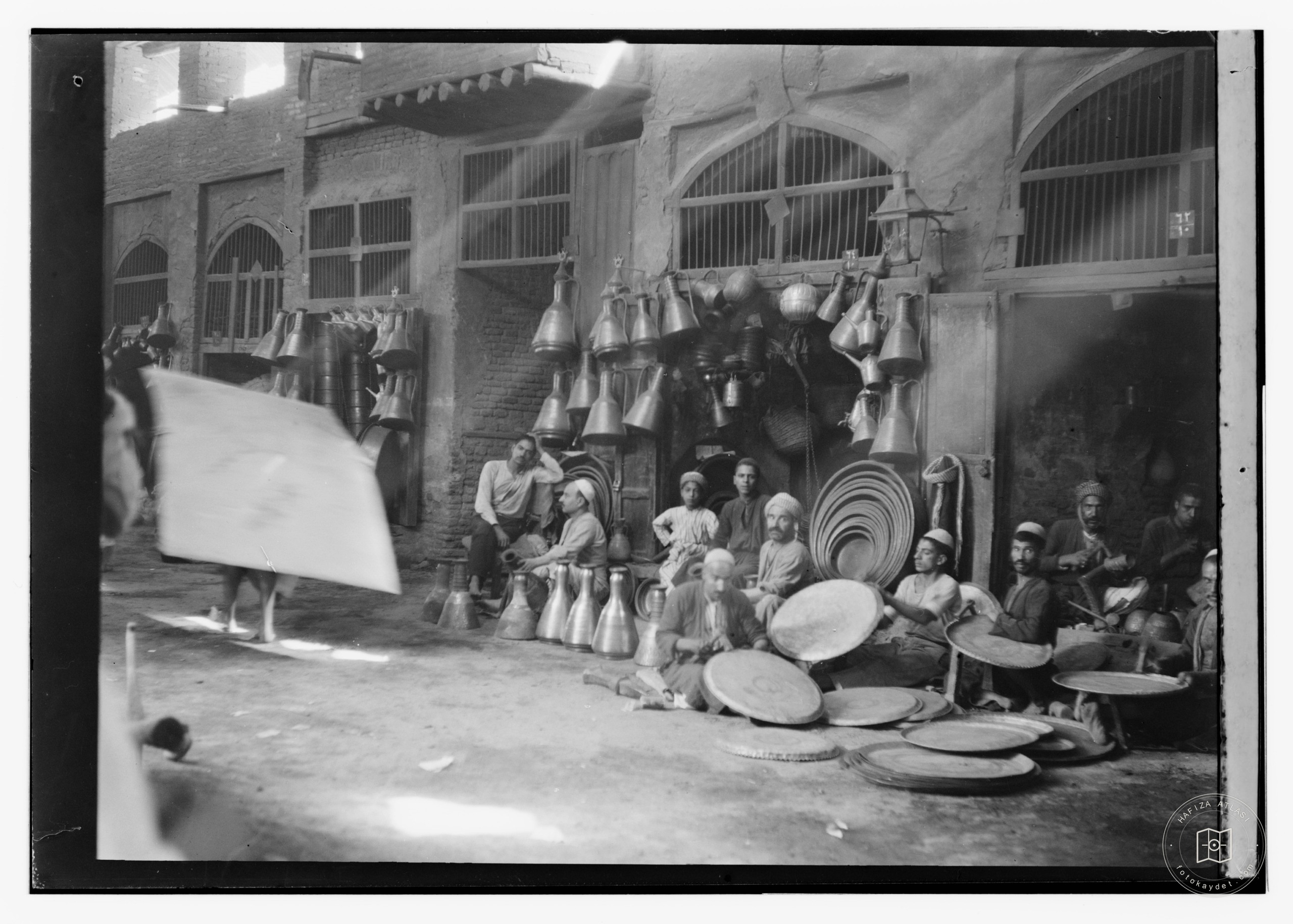 Baghdad. Typical copper store with jugs and trays