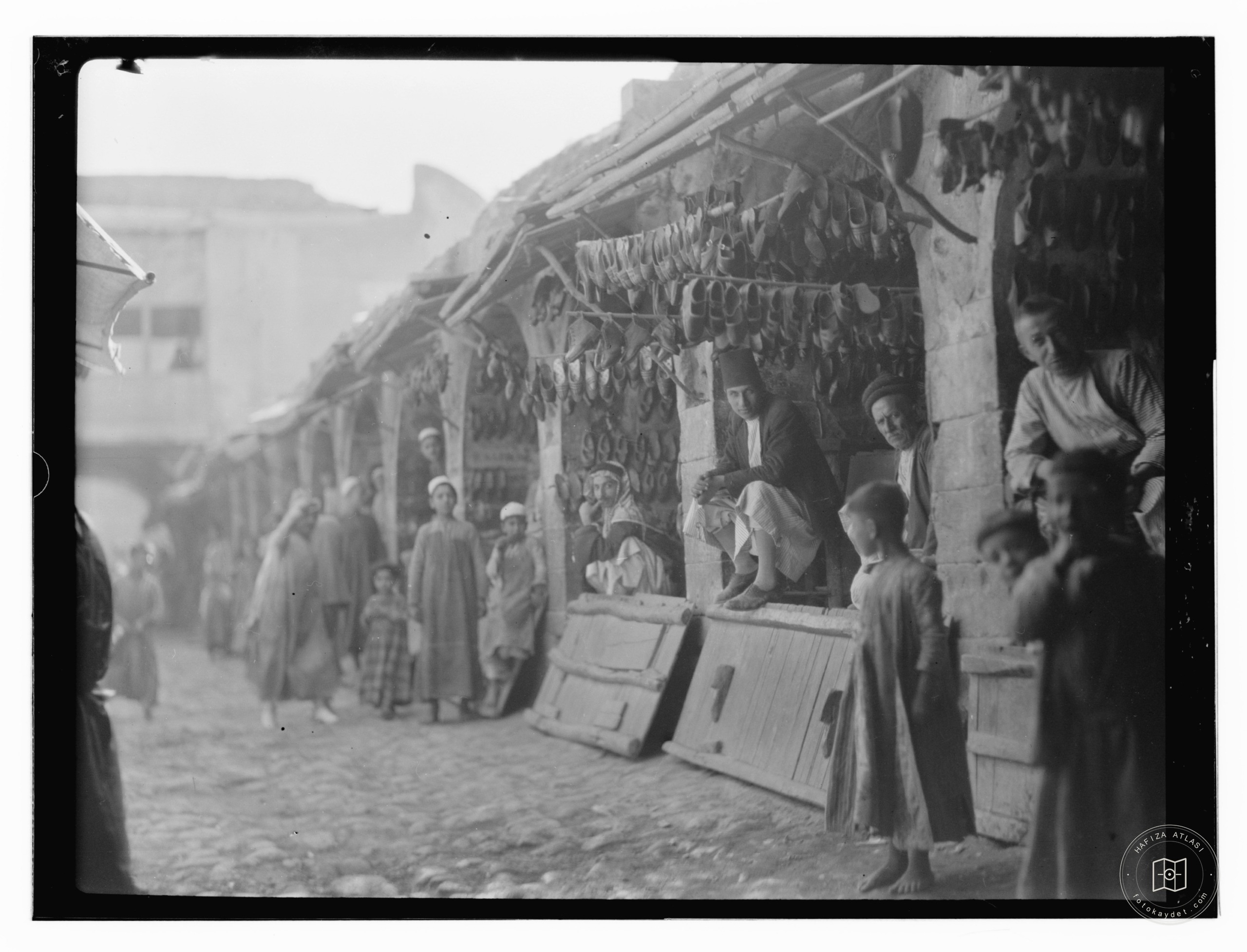 Shoe sellers in market, Baghdad