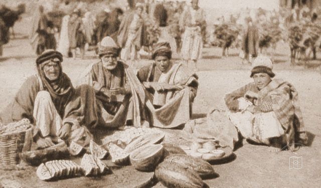 Iraq — Melon sellers at a bazaar