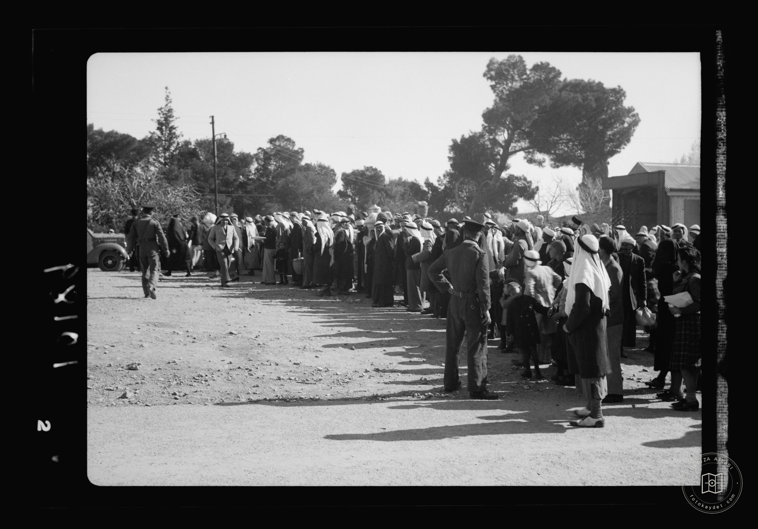 Queue of visitors outside a prison in Jerusalem