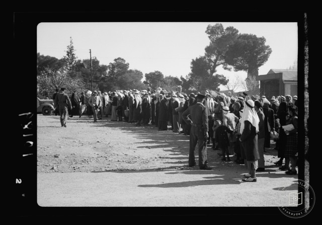 Queue of visitors outside a prison in Jerusalem