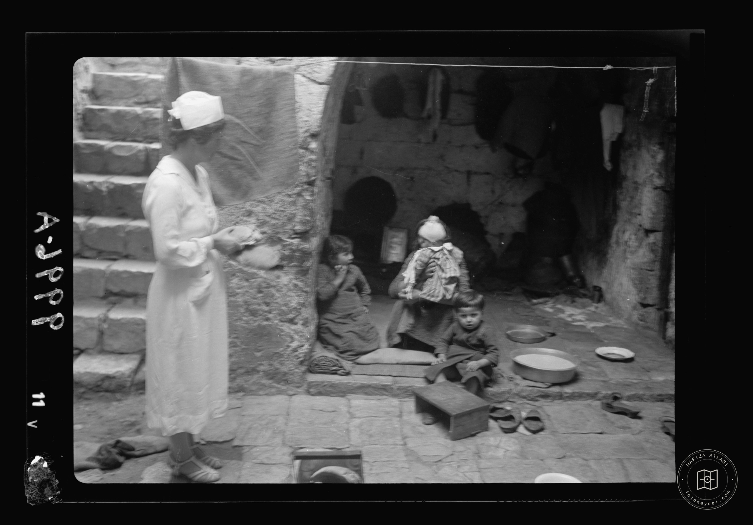 Aid distribution in a courtyard in Jerusalem