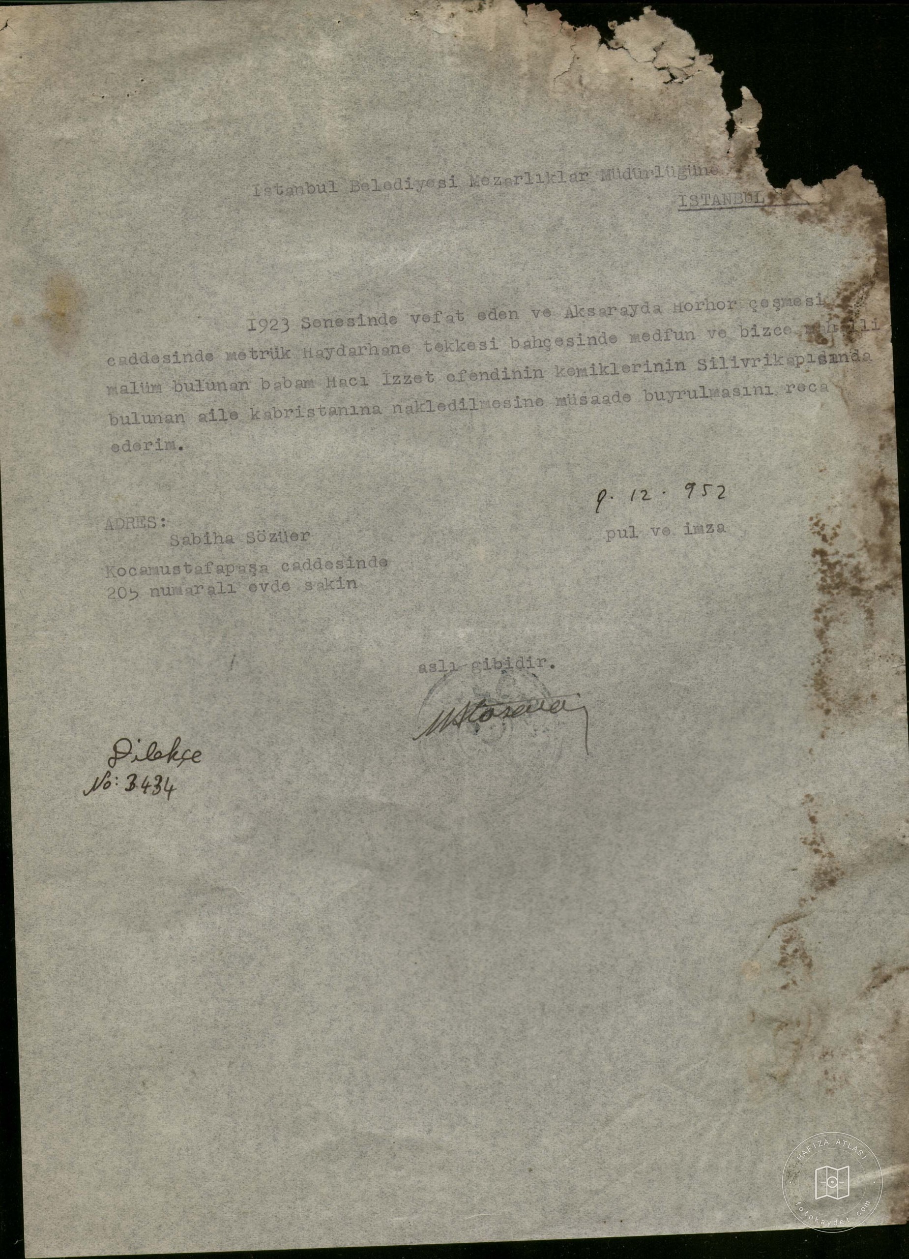 Aksaray Horhor Fountain — Archival document