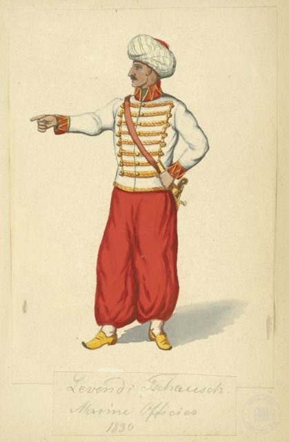 Ottoman People, Soldiers, Officers, Costumes — Portrait from the archive