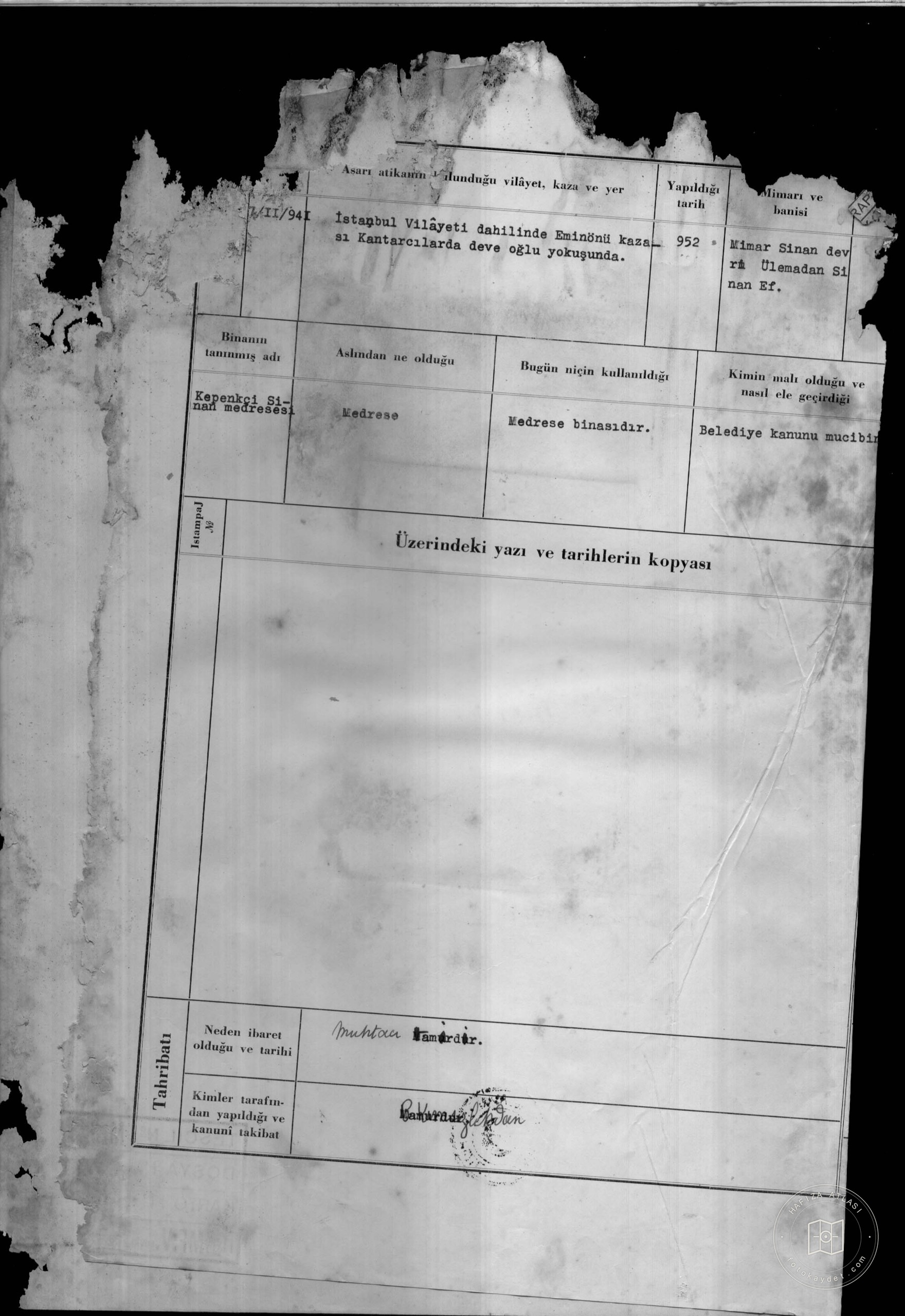 KEPENEK SİNAN MEDRESUM — Document