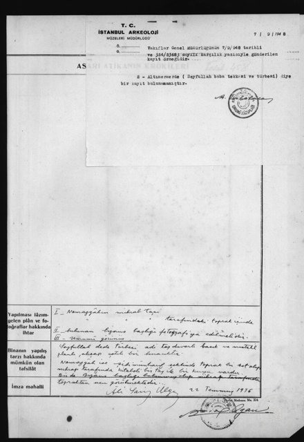 SEYFULLAH DEDE Tomb — Document