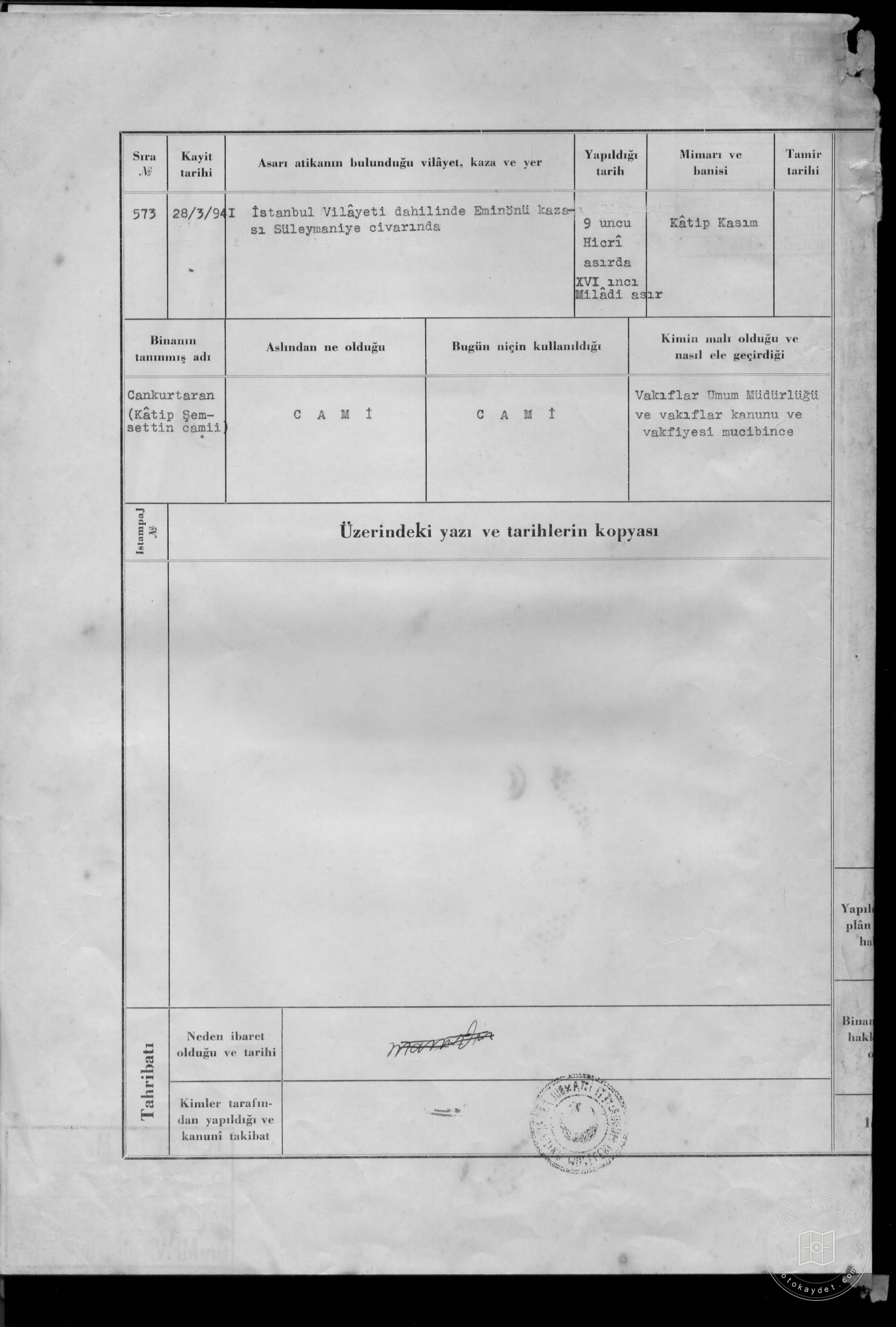Cankurtaran (CATIP SEMSEDIN Mosque) — Document