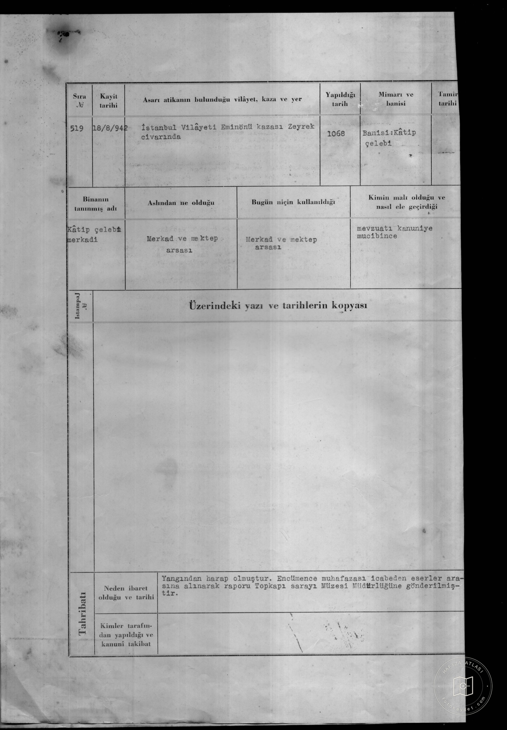 KATİP ÇELEBİ MEKTEBİ MERKADİ — Document