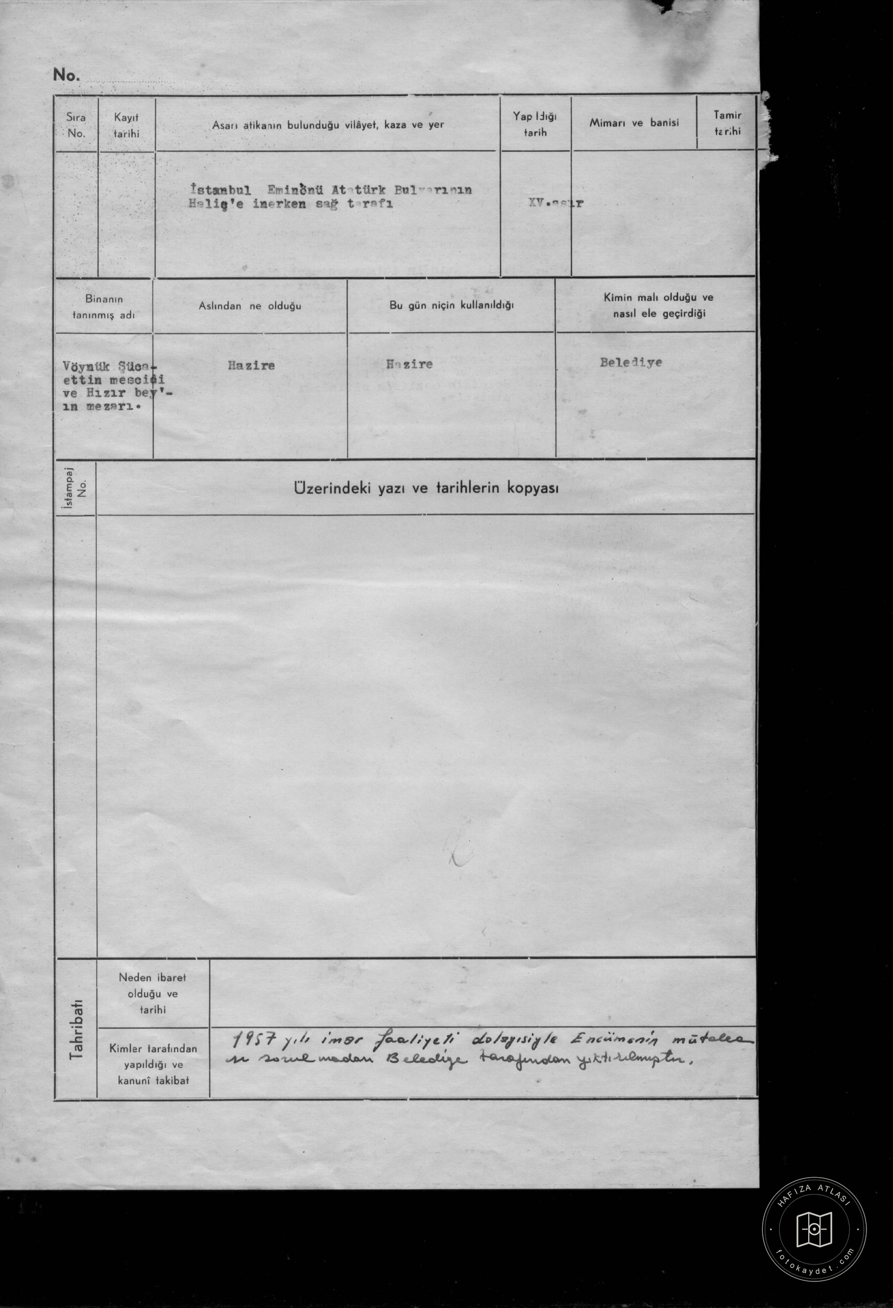 VOYNUK SÜCAETTIN VOCATIONAL AND HIZIR BEY'S MEZARI — Document