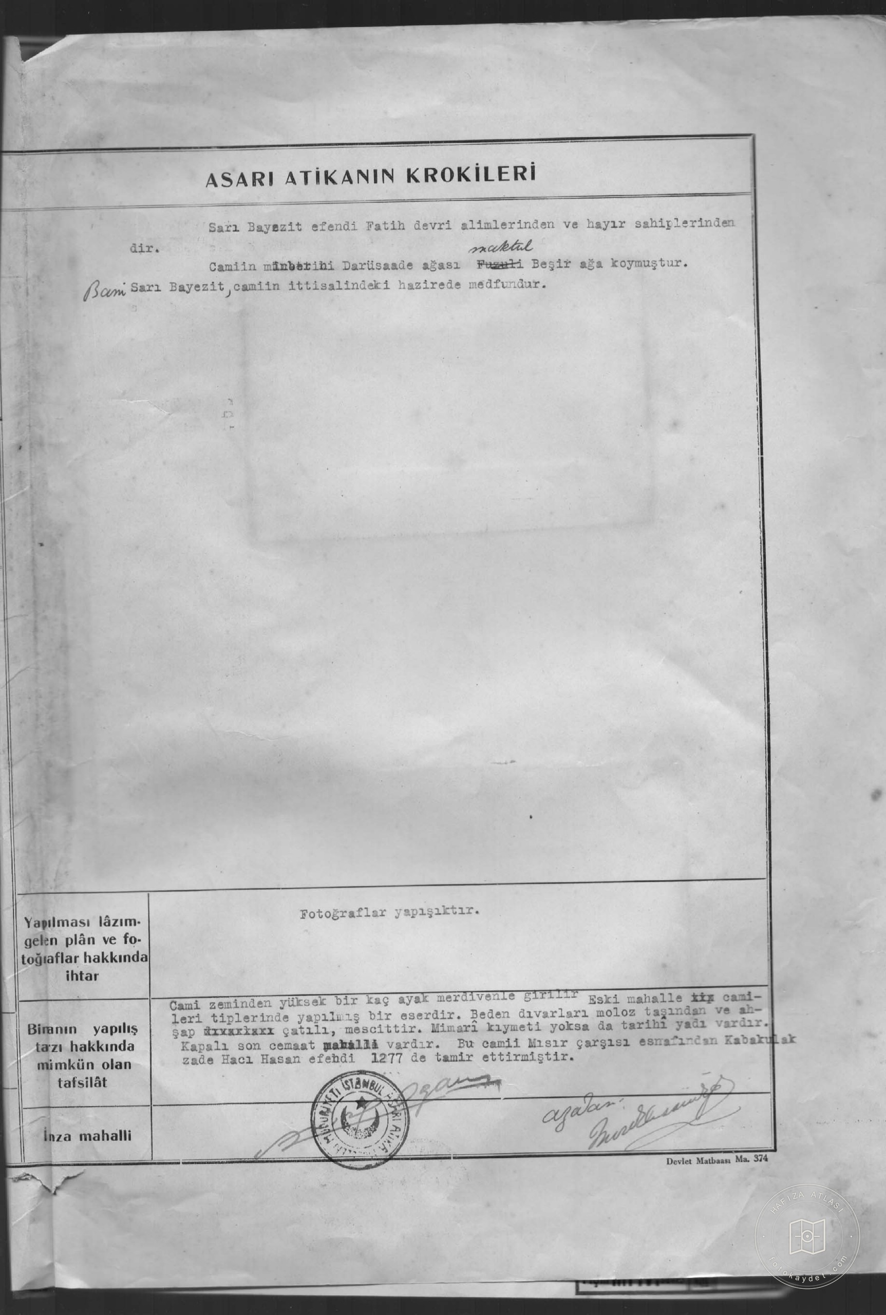SARI BAYAZİT Mosque — Document