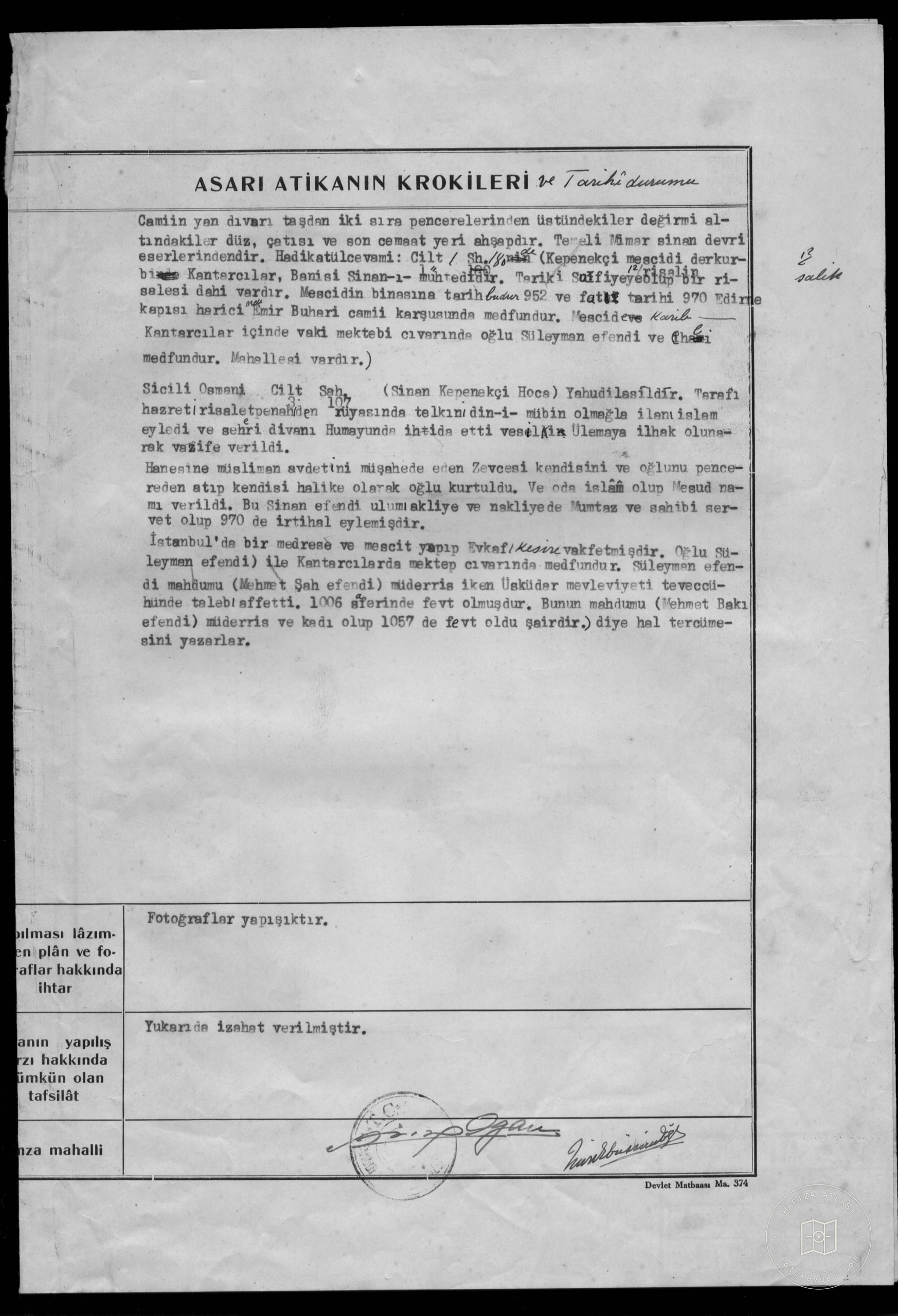 KEPENEK SİNAN Mosque — Document