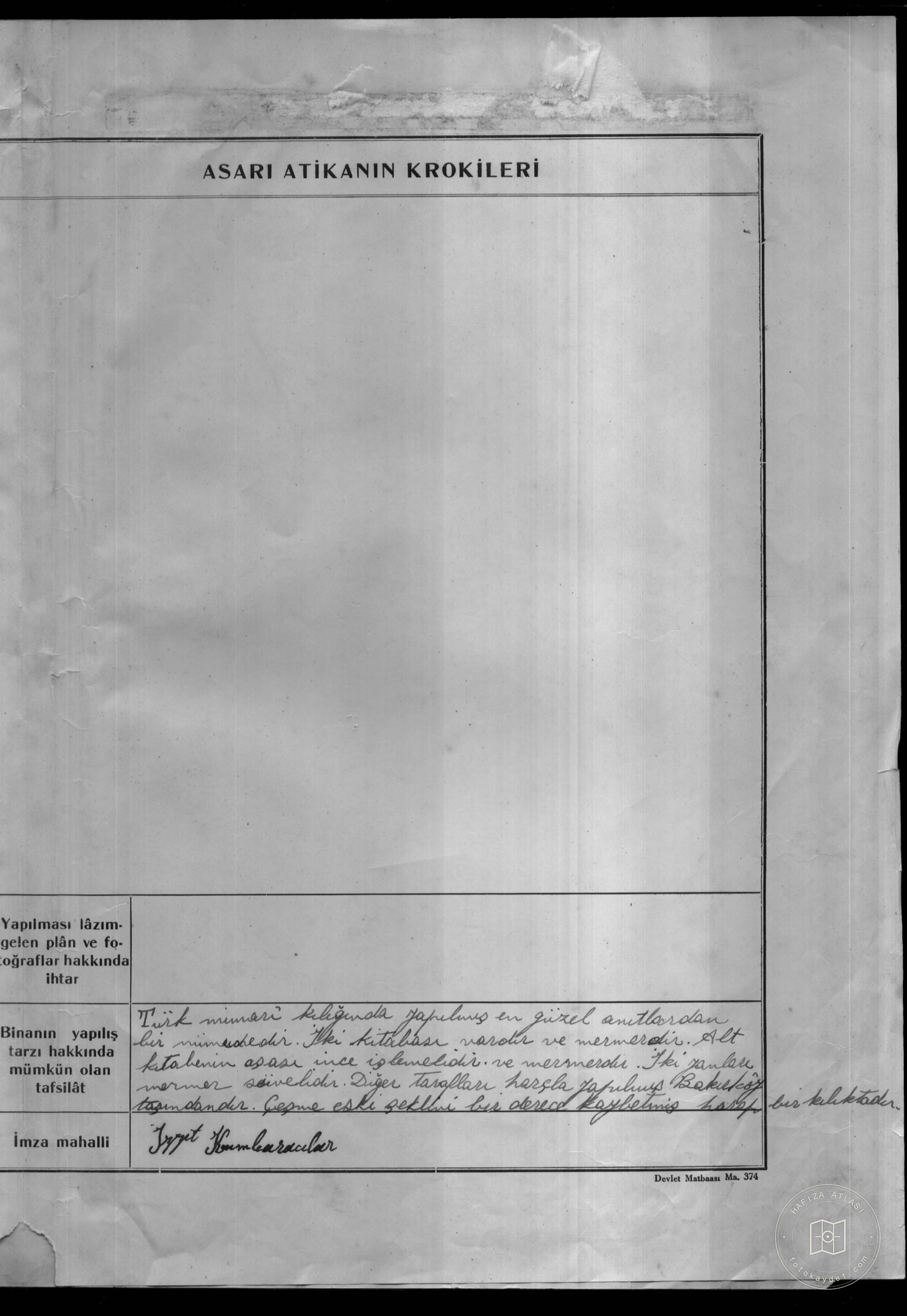 SİNAN PAŞA CORNER Fountain — Document