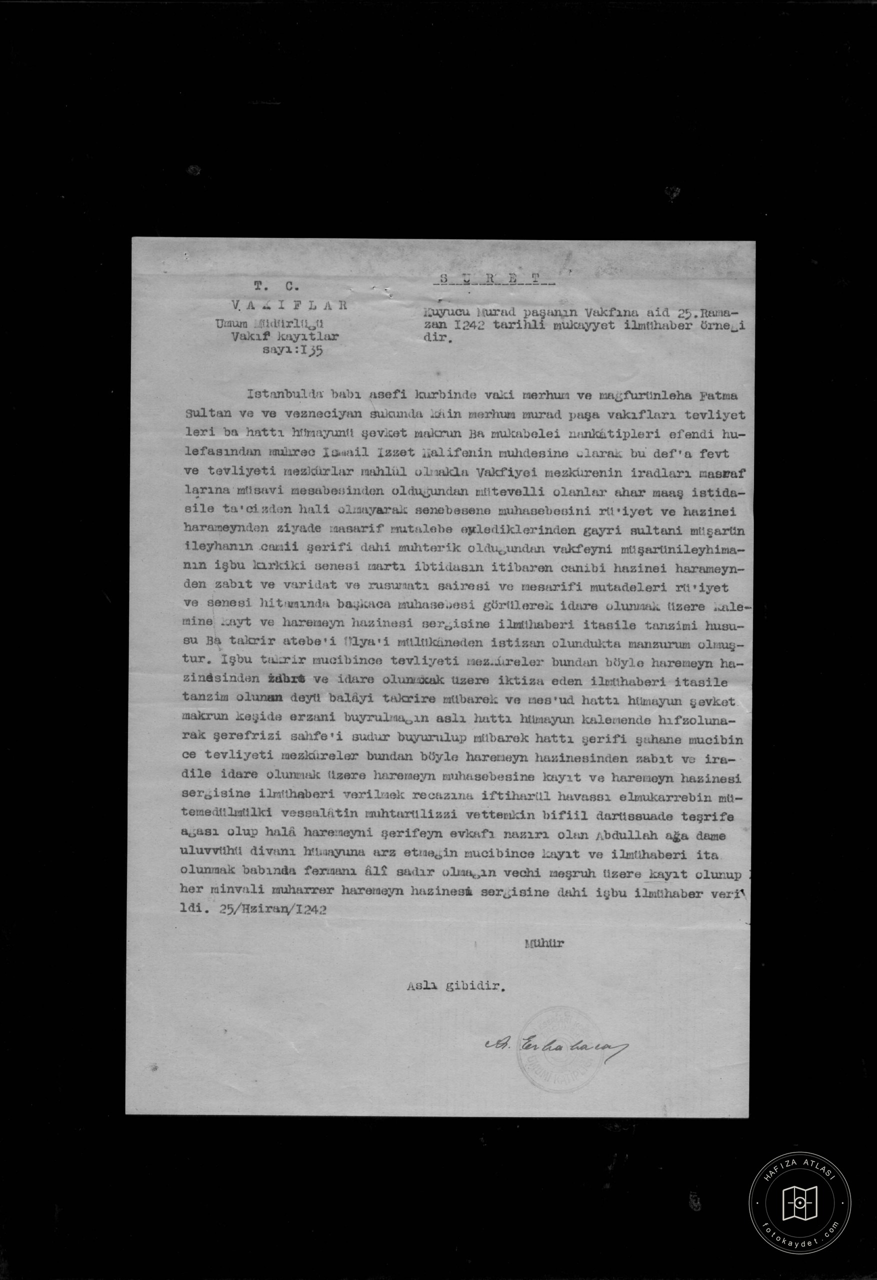 KUYUCU MURADPAŞA Tomb, SECOND AND MEDRESUM — Document