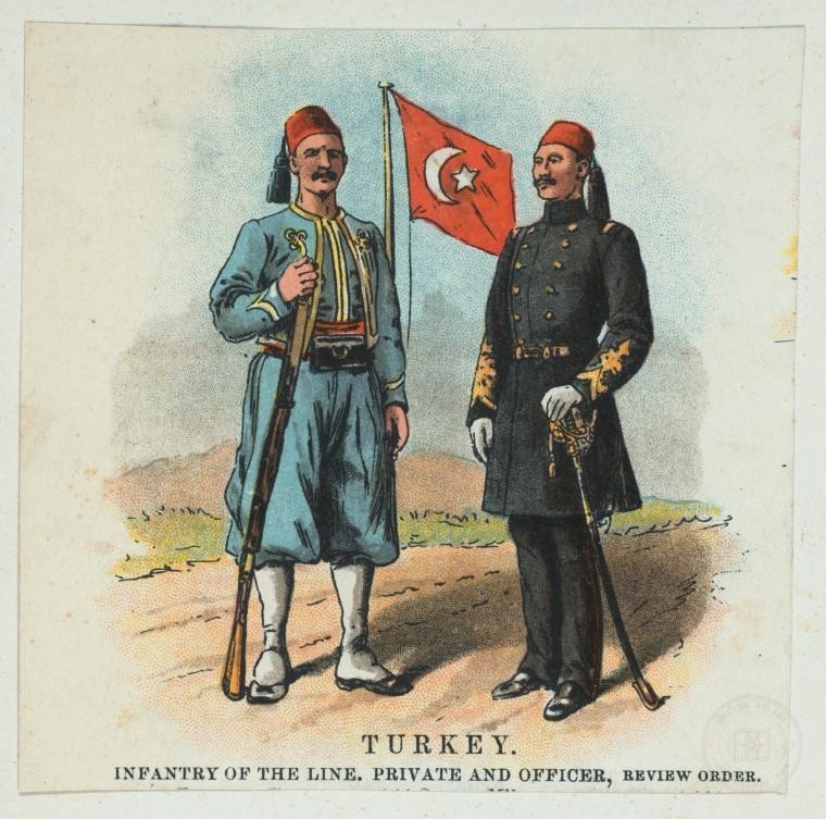Ottoman People, Soldiers, Officers, Costumes — Portrait from the archive