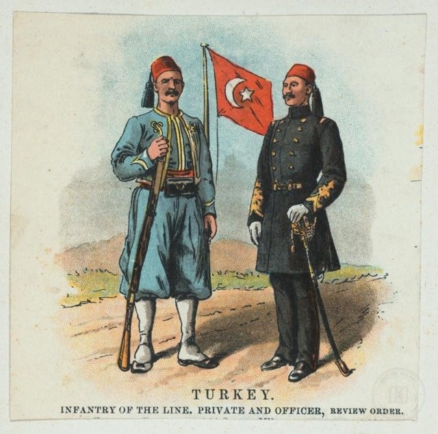 Ottoman People, Soldiers, Officers, Costumes — Portrait from the archive