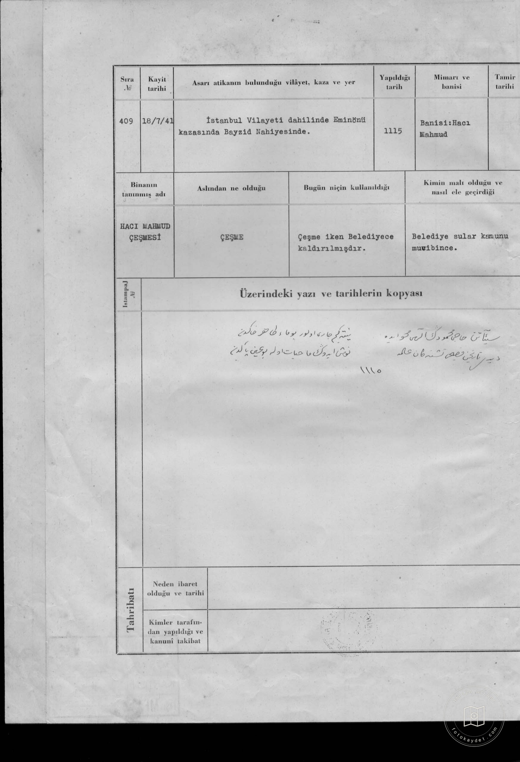 HACI MAHMUT Fountain — Document