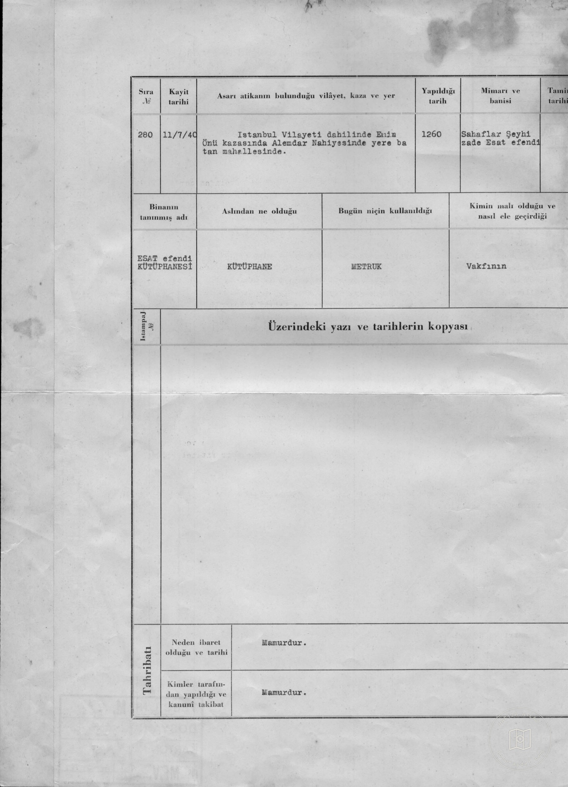 ESAT EFENDİ KÜTÜPHANESİ — Document