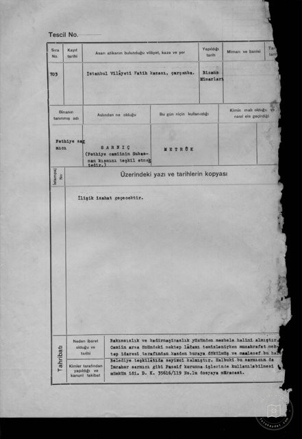 Fethiye Cistern — Document