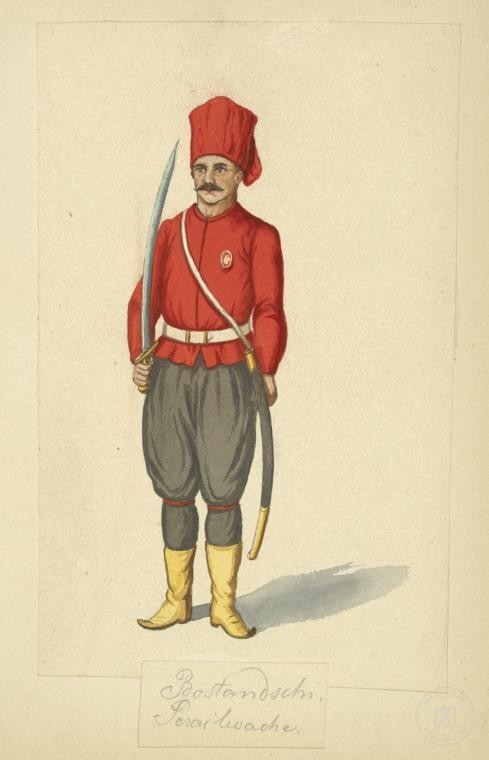 Ottoman People, Soldiers, Officers, Costumes — Portrait from the archive