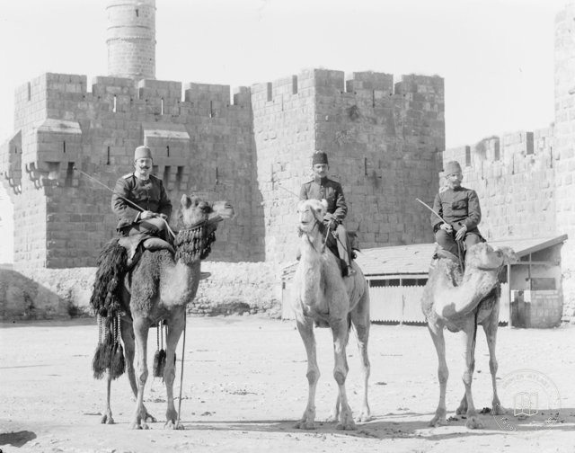 Türk. [i.e., Turkish] Officers On Camels Before Tower Of David