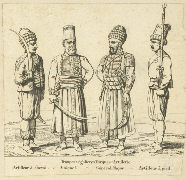 Ottoman People, Soldiers, Officers, Costumes — Portrait from the archive