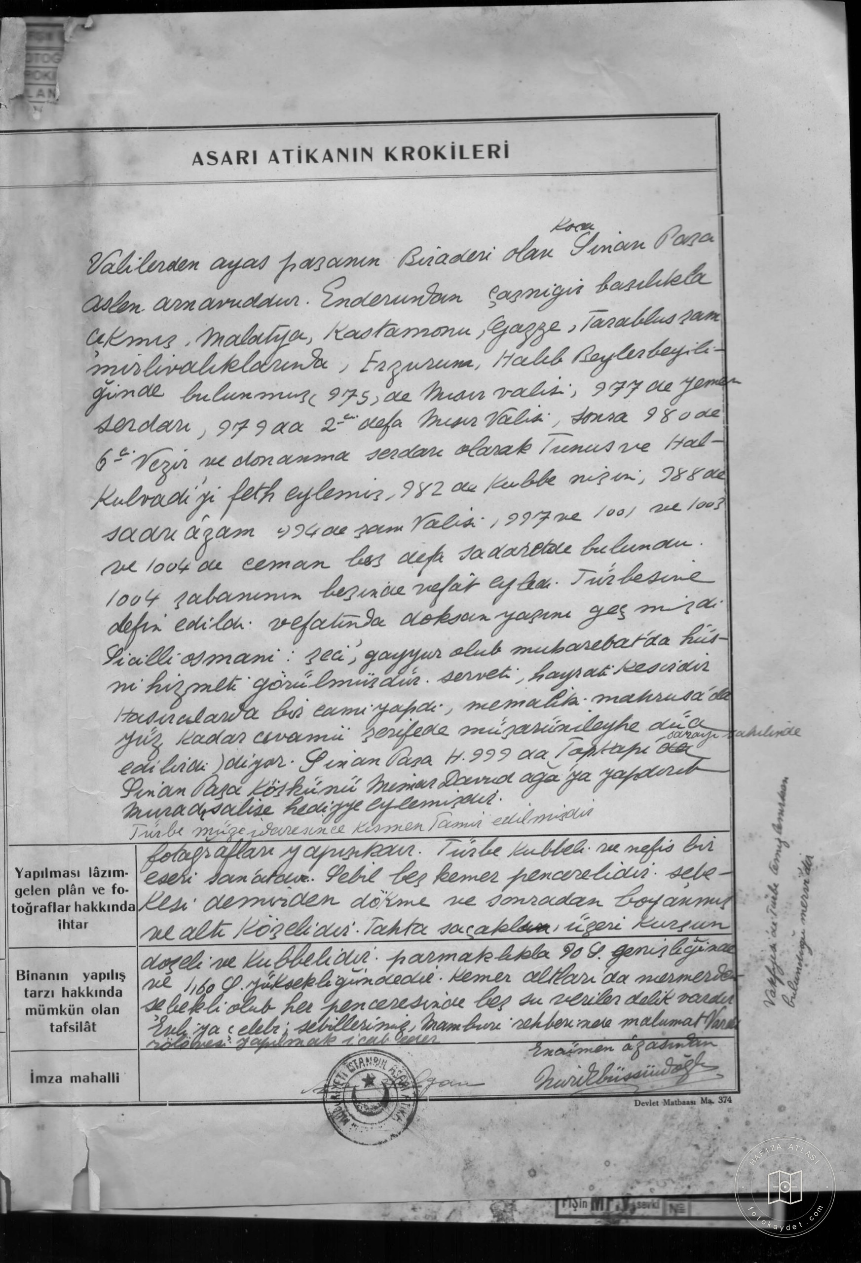 SİNAN PAŞA Tomb AND SEBILI — Document
