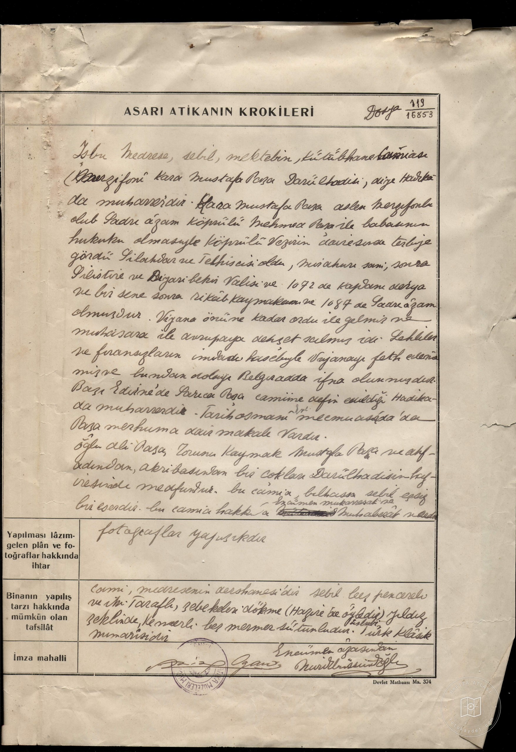 Kara Mustafa Pasha Medresesi, cebili, Mosque — Document
