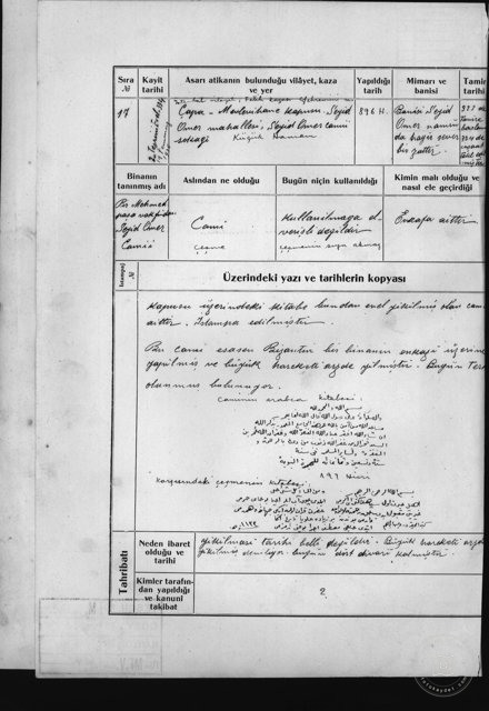 Pir Mehmet Paşa Vakfından Seyit Ömer Camii ve Çeşme — Belge