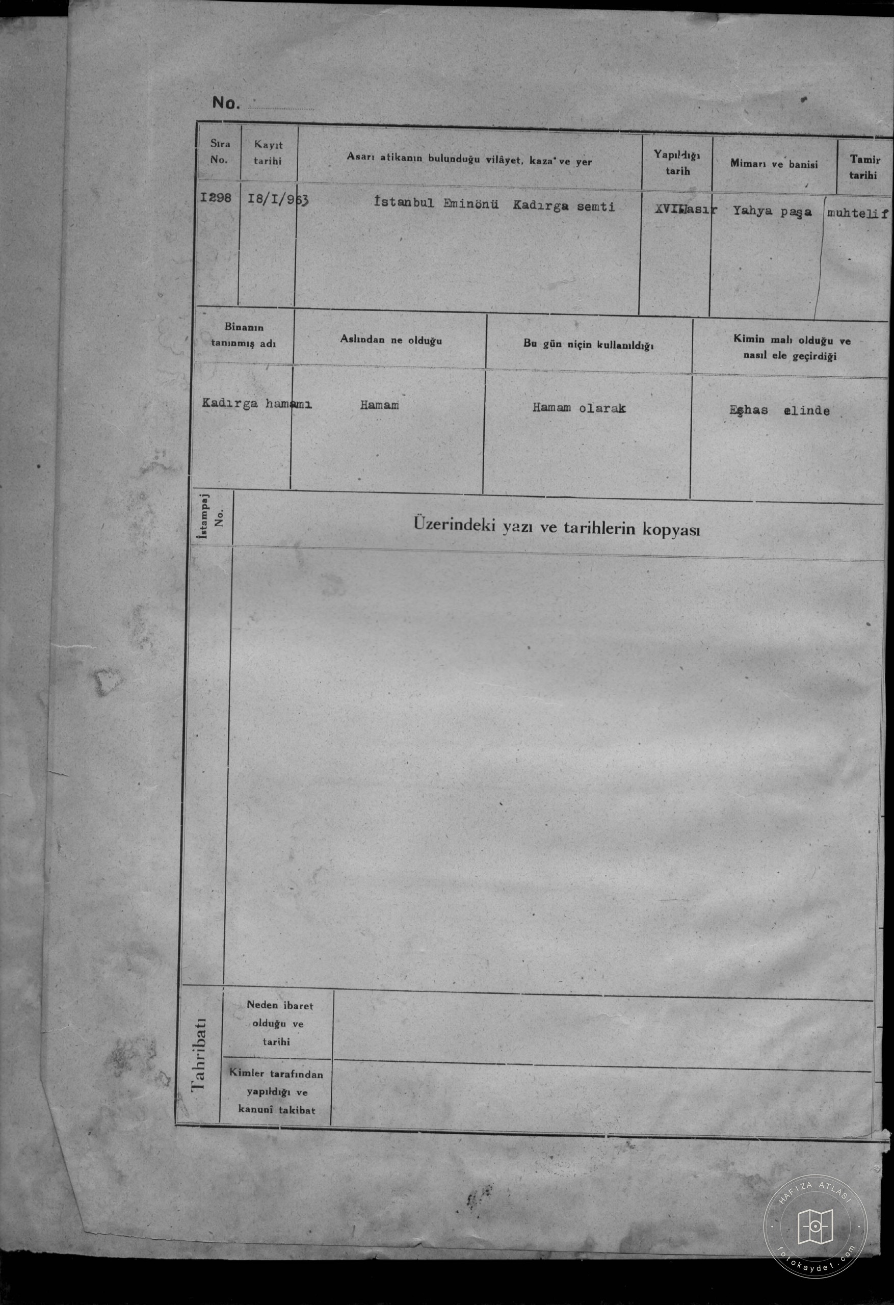 Kadırga HAMAMI — Document
