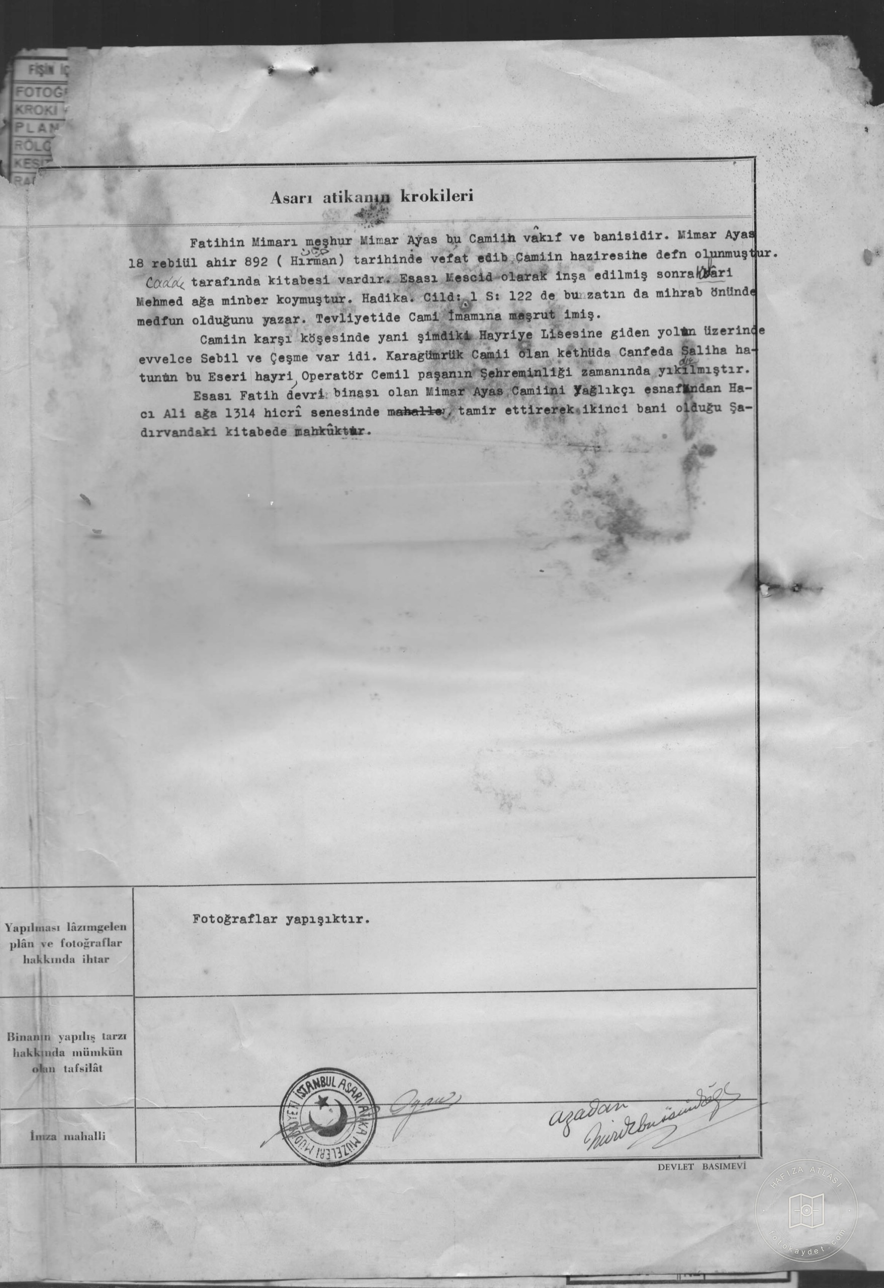 MIMAR AYAS Saraçhane START Mosque — Document